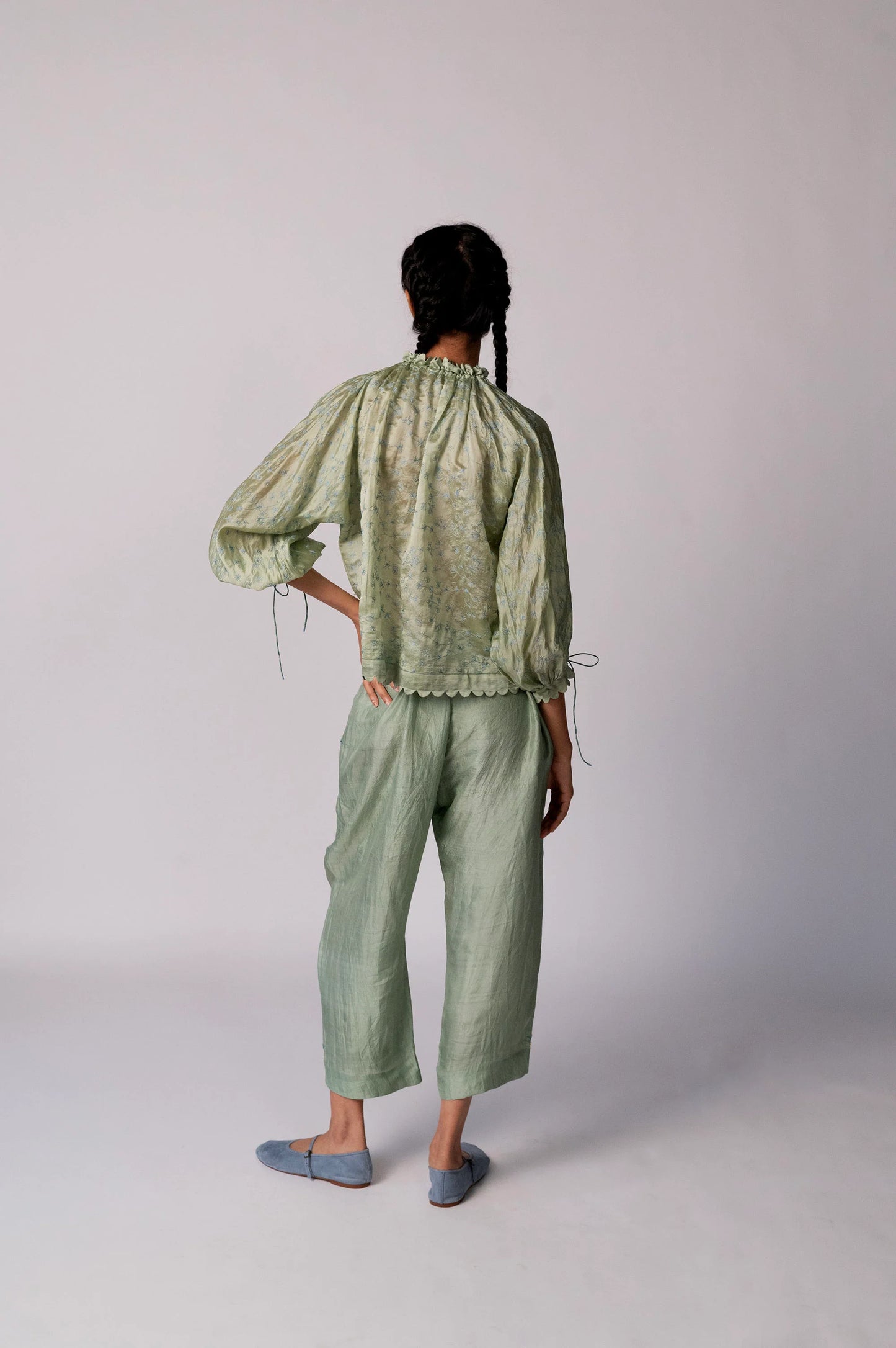 Anjira | Green Silk Pants