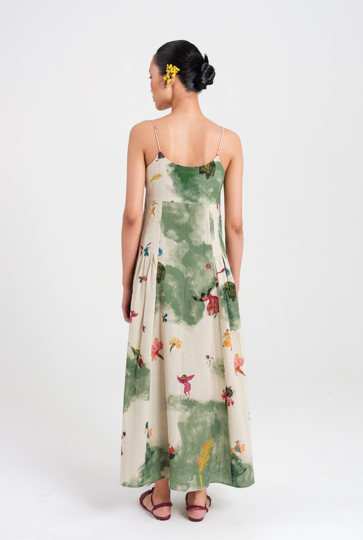 Sway | Green - Beige Pleated Dress — image 5