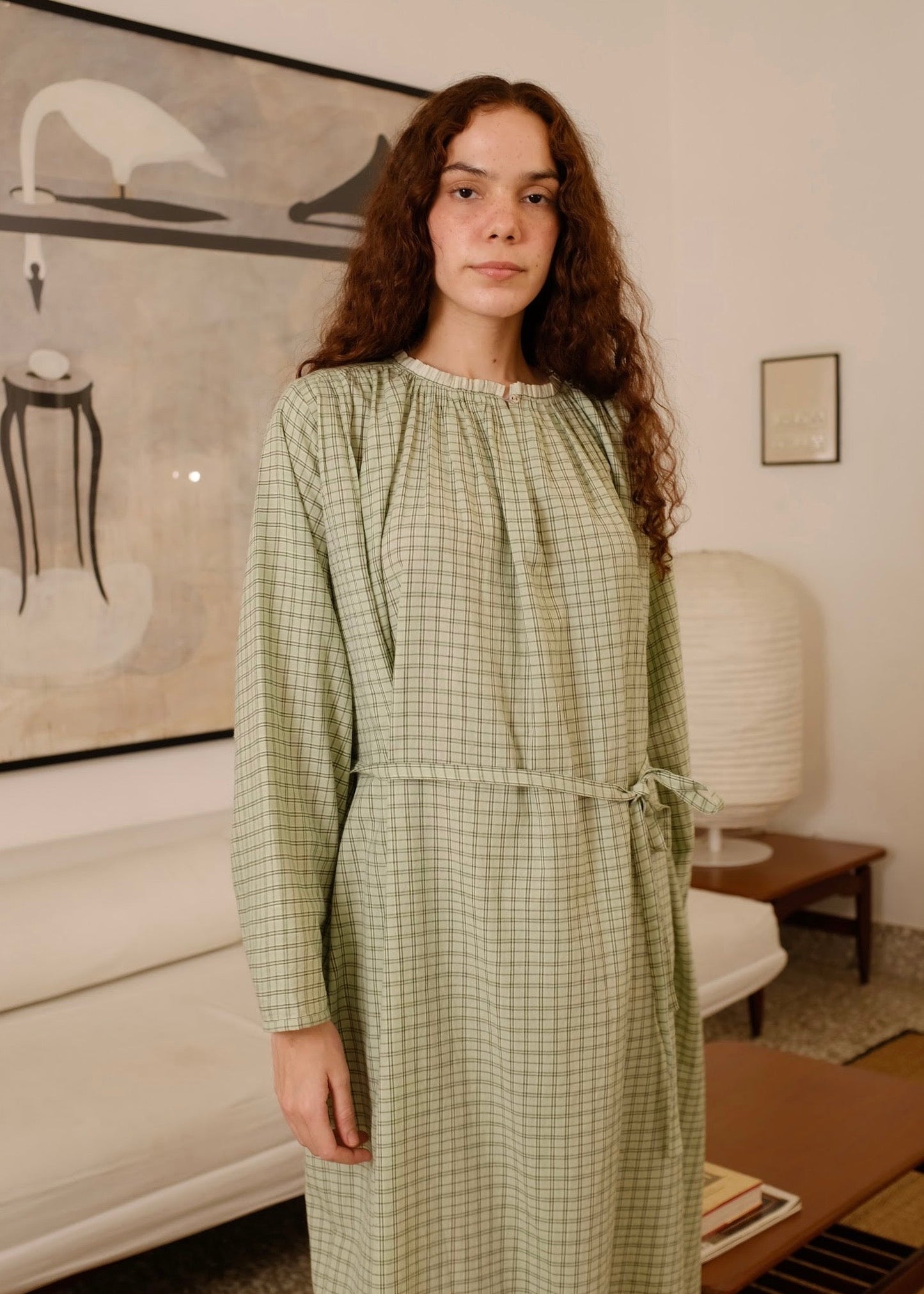 Vienna | Relaxed Smoke Checks Cotton Dress — image 9
