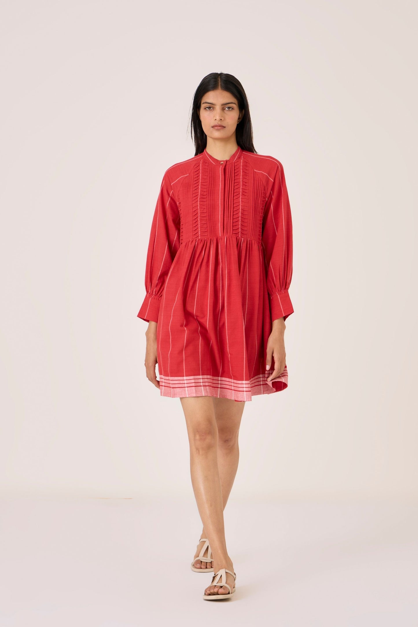Amila | Red Stripe Shirt Dress