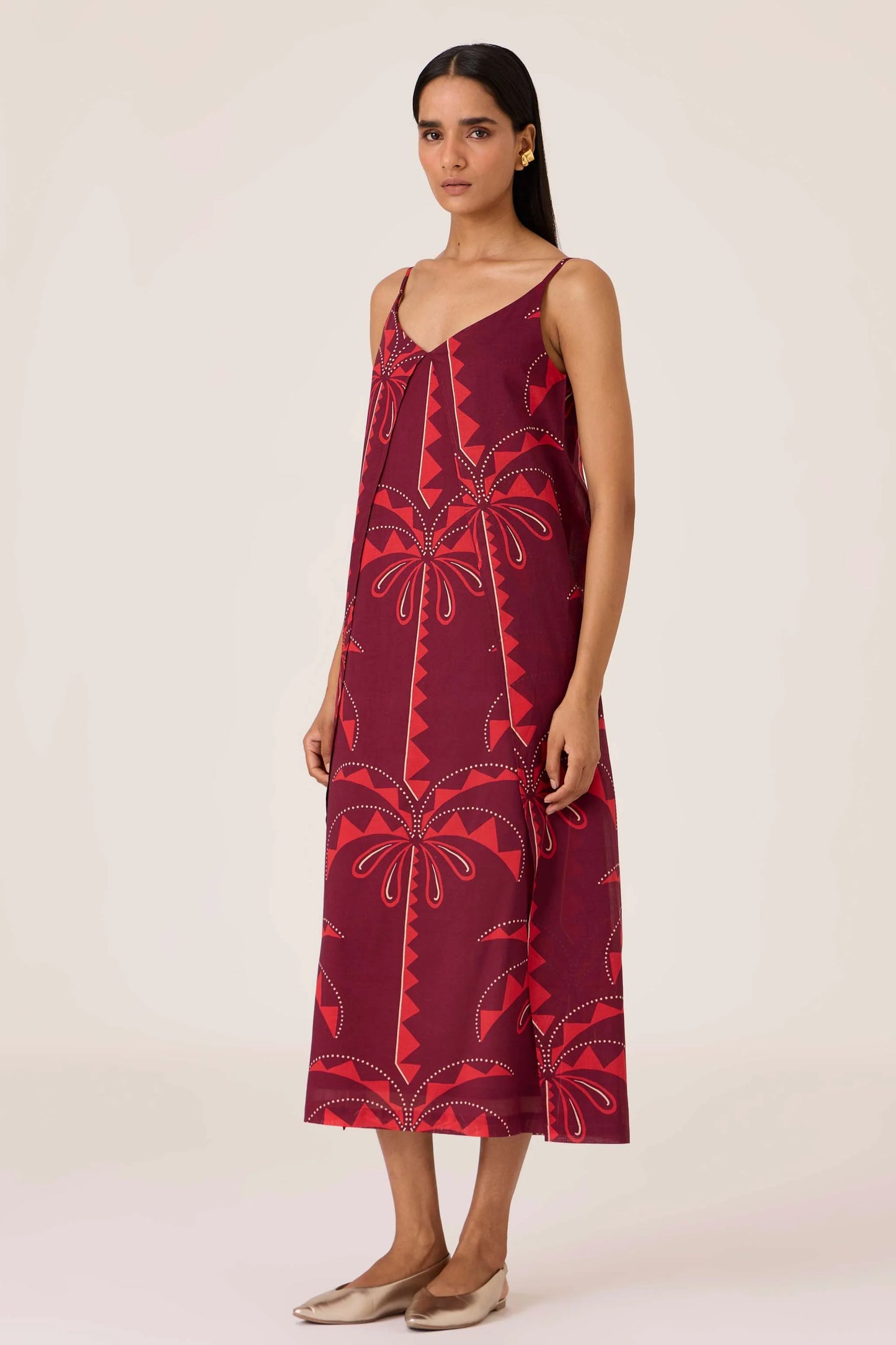 Isa | Palm Print Slip Dress