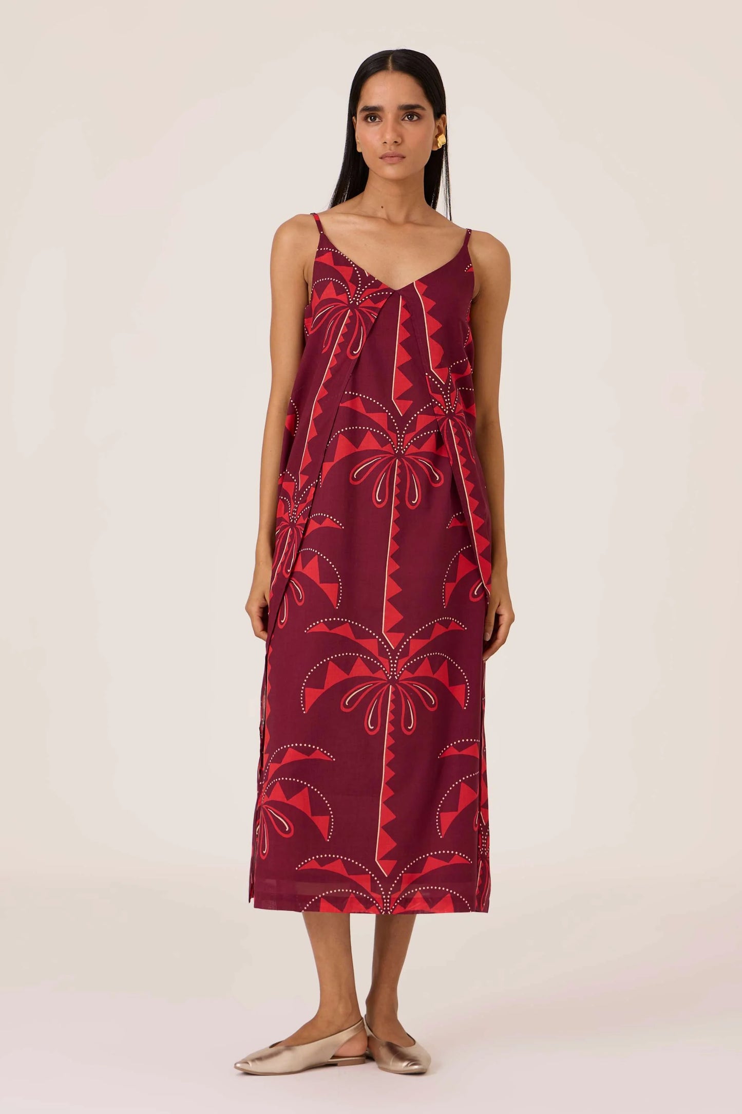 Isa | Palm Print Slip Dress