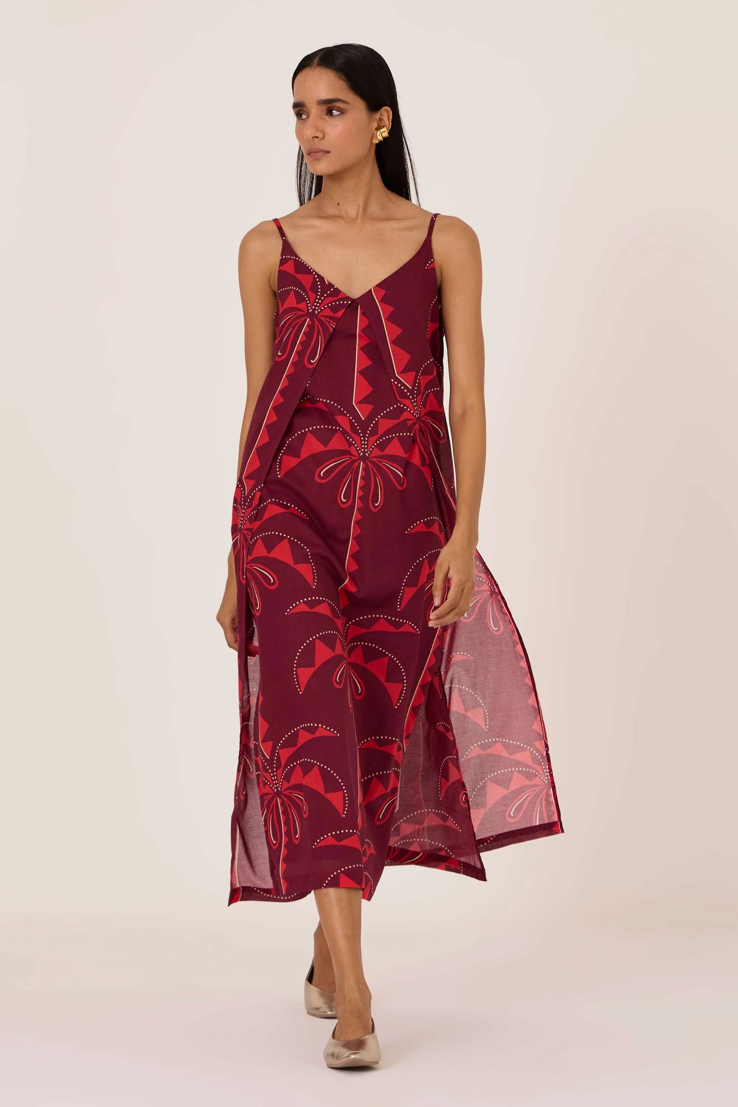 Isa | Palm Print Slip Dress