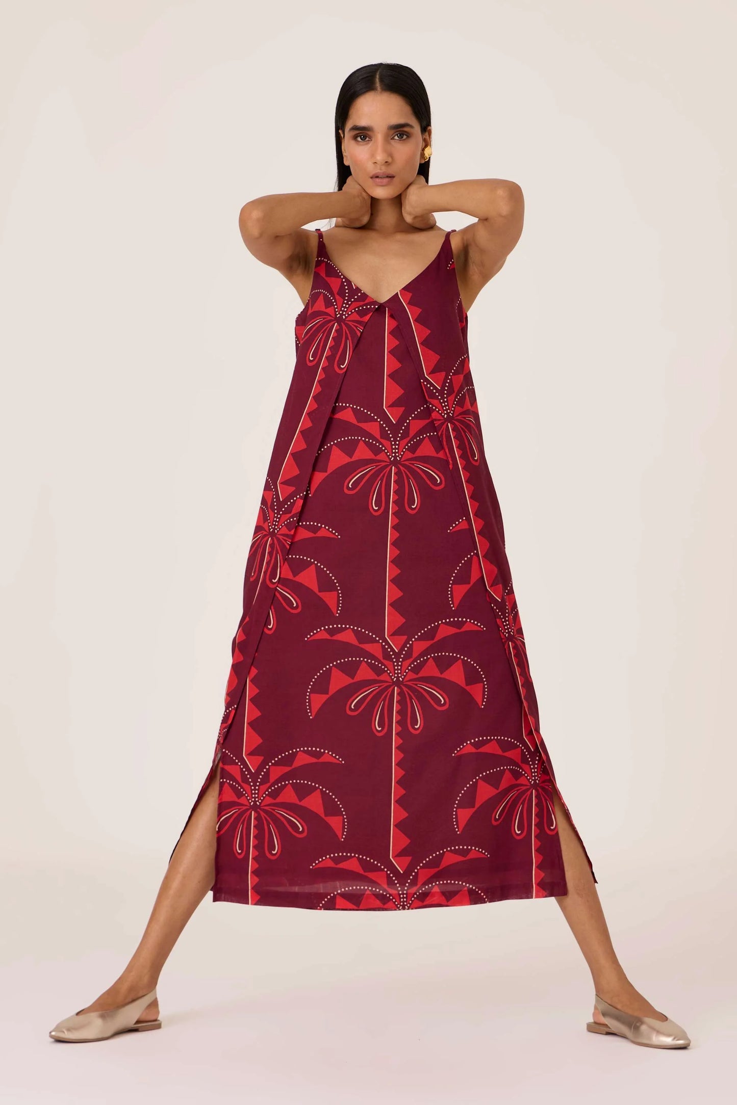 Isa | Palm Print Slip Dress