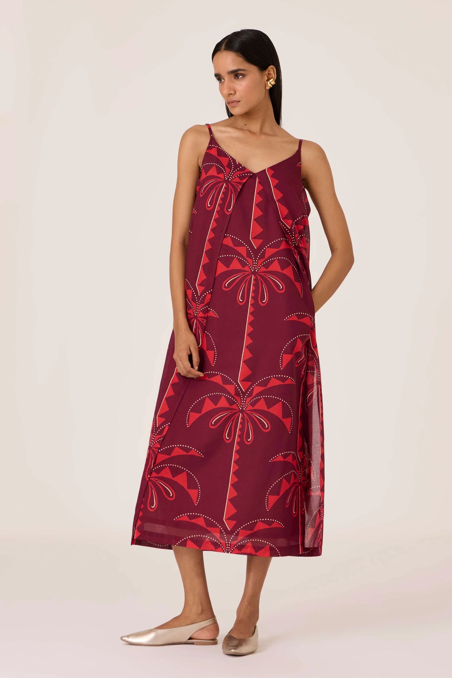 Isa | Palm Print Slip Dress