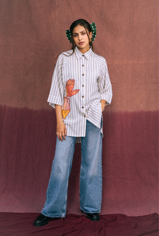 Rosella | Handloom Appliqué Shirt