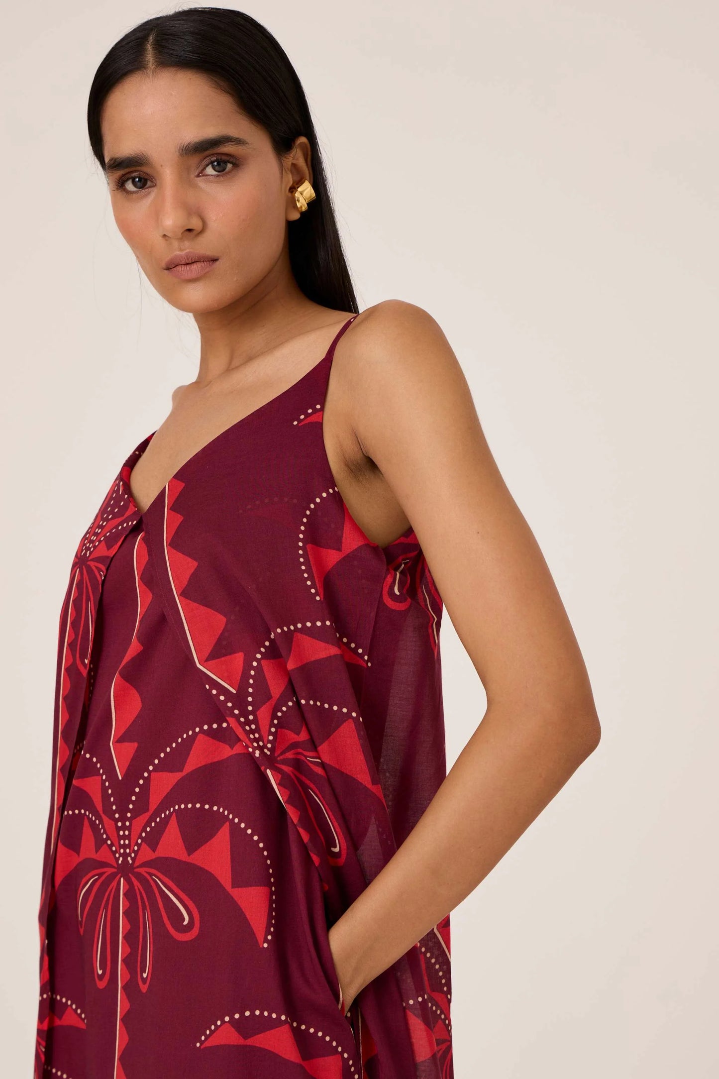 Isa | Palm Print Slip Dress