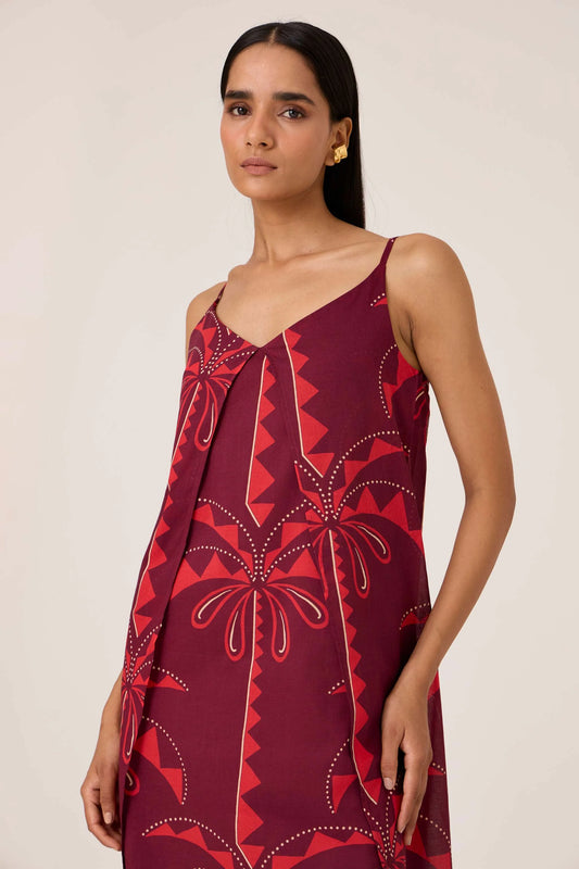 Isa | Palm Print Slip Dress