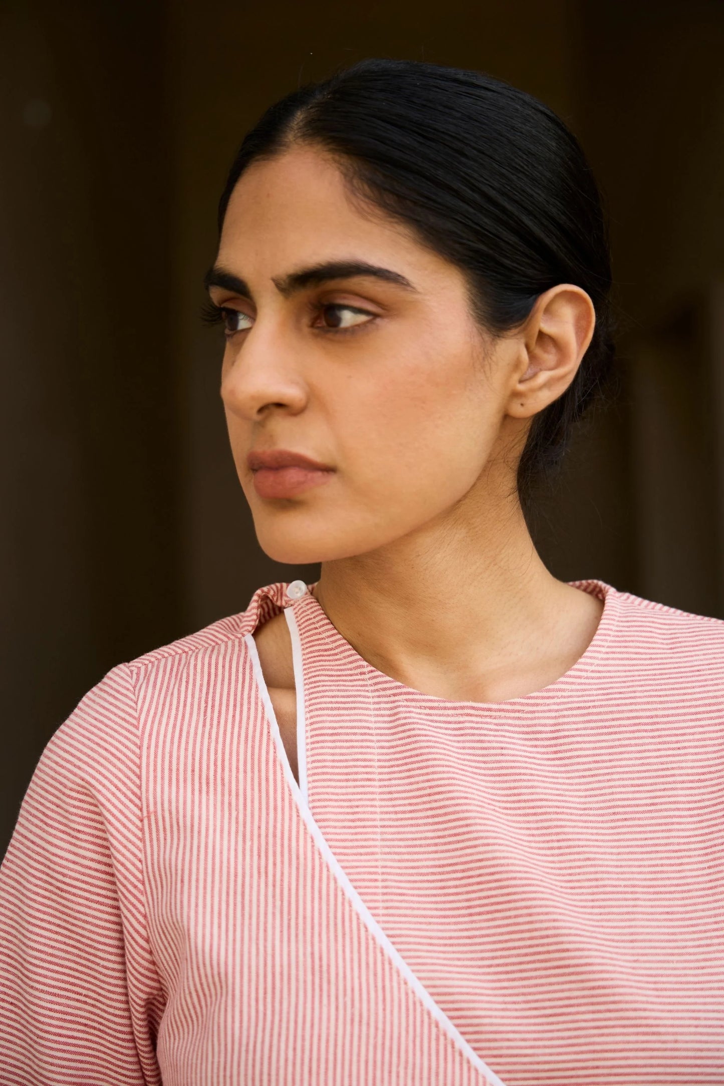 Cinta | Handwoven Red Striped Tie Top