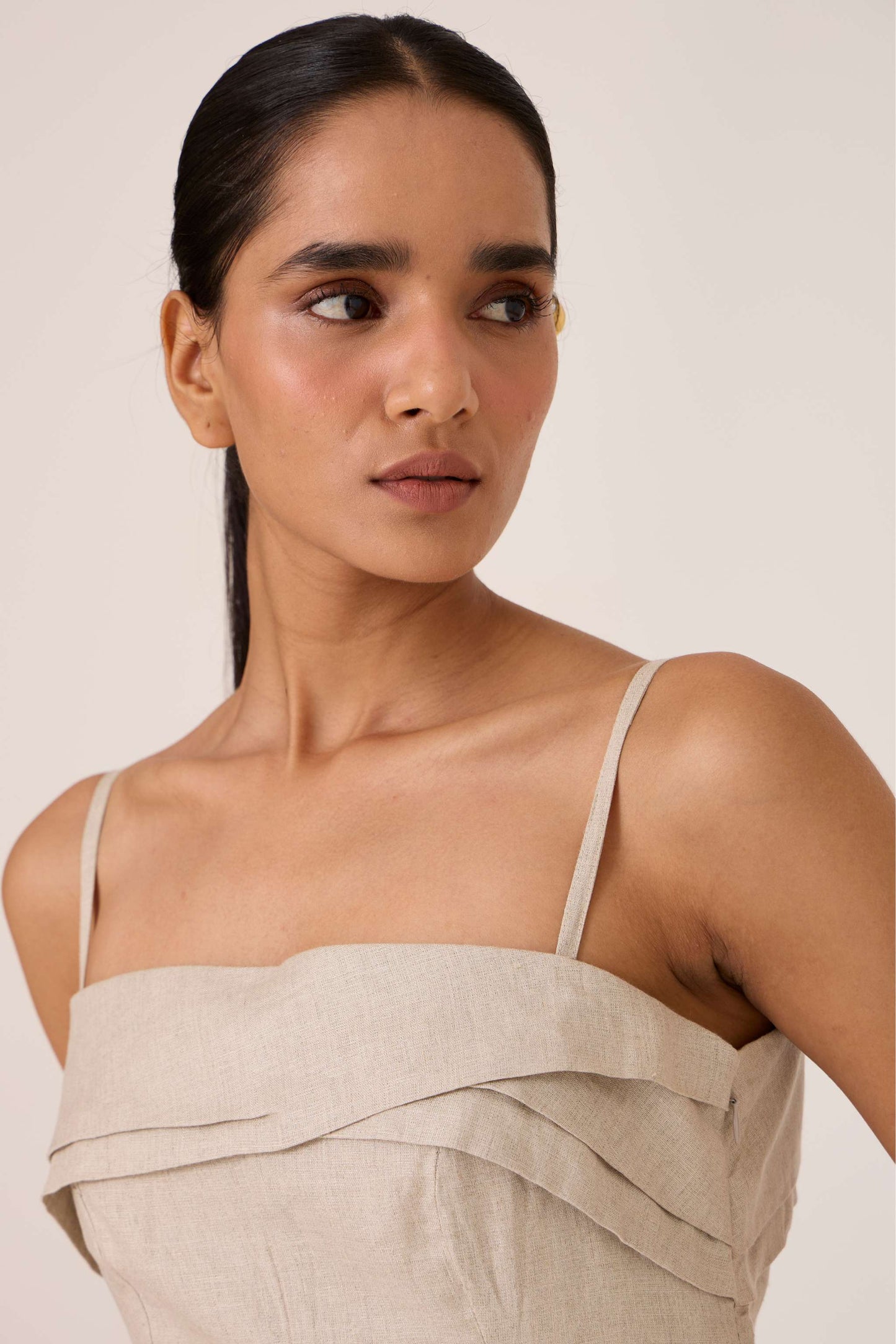Azzah | Beige Linen Dress