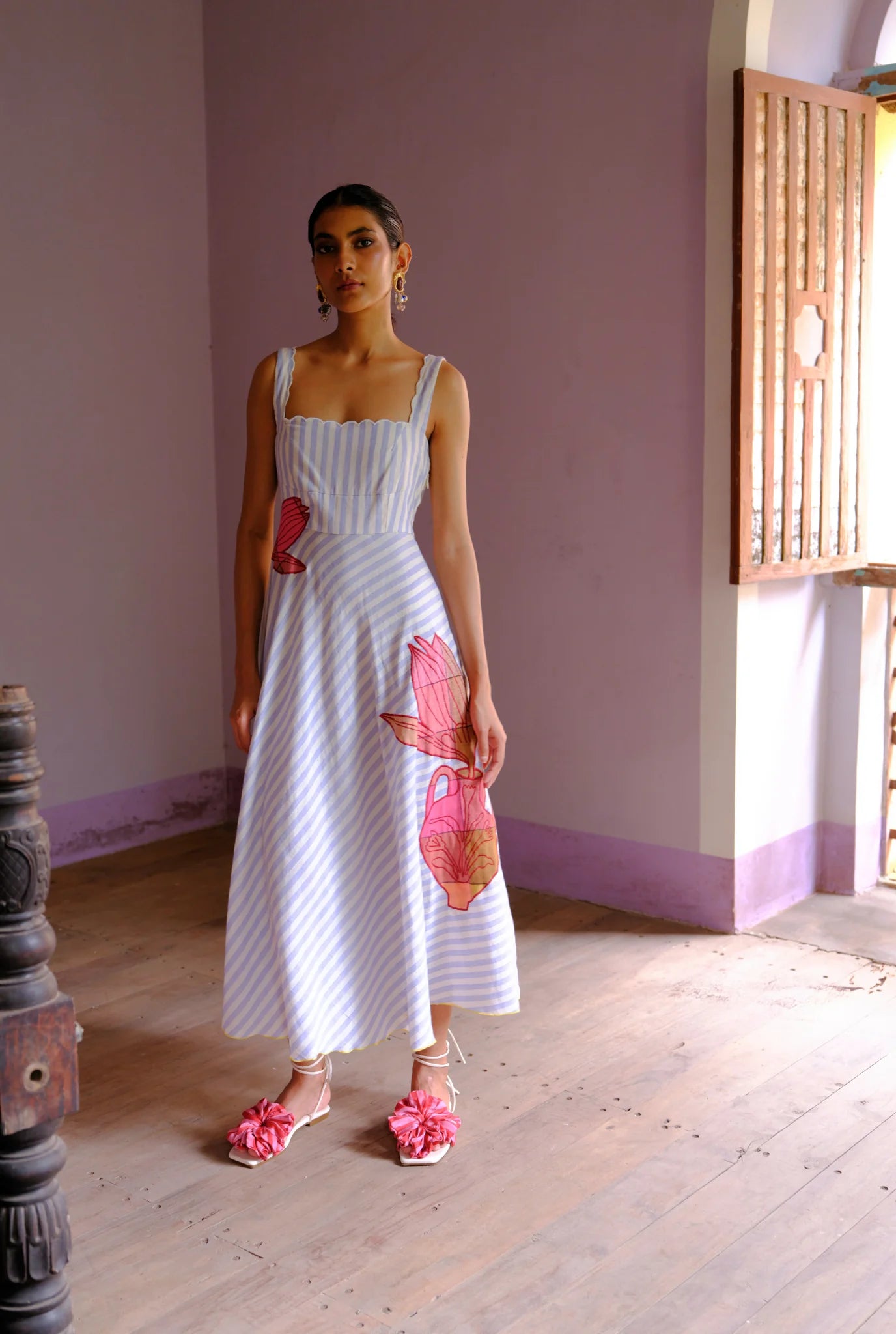 Rosella | Appliqué Handwoven Dress