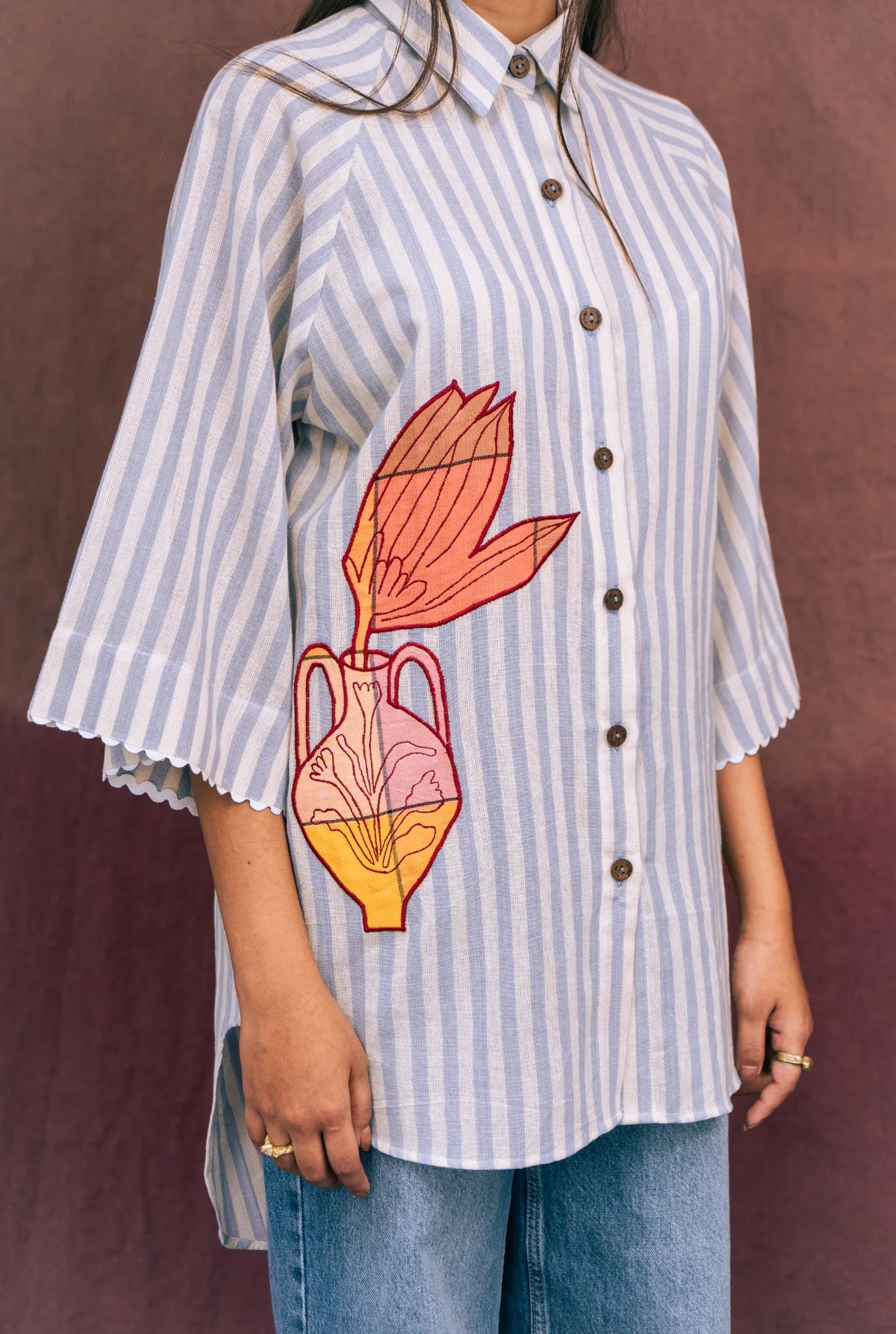 Rosella | Handloom Appliqué Shirt