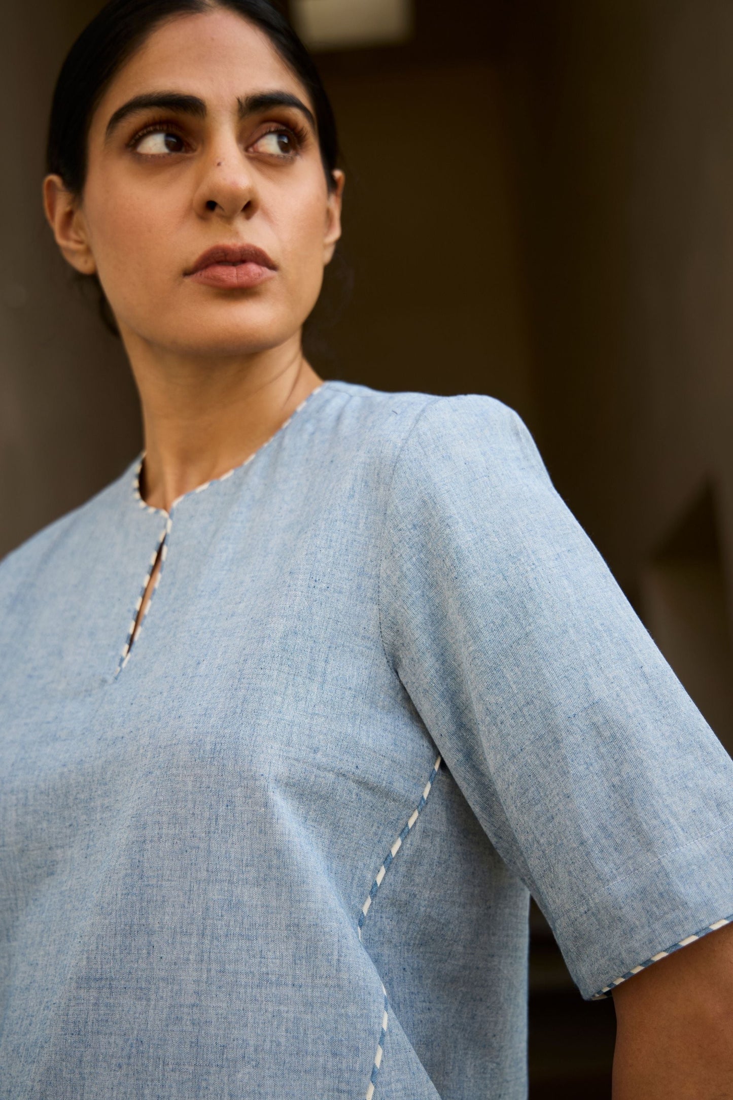 Polina | Handwoven Blue Top
