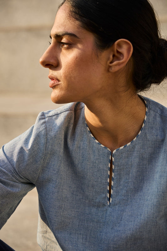 Polina | Handwoven Blue Top