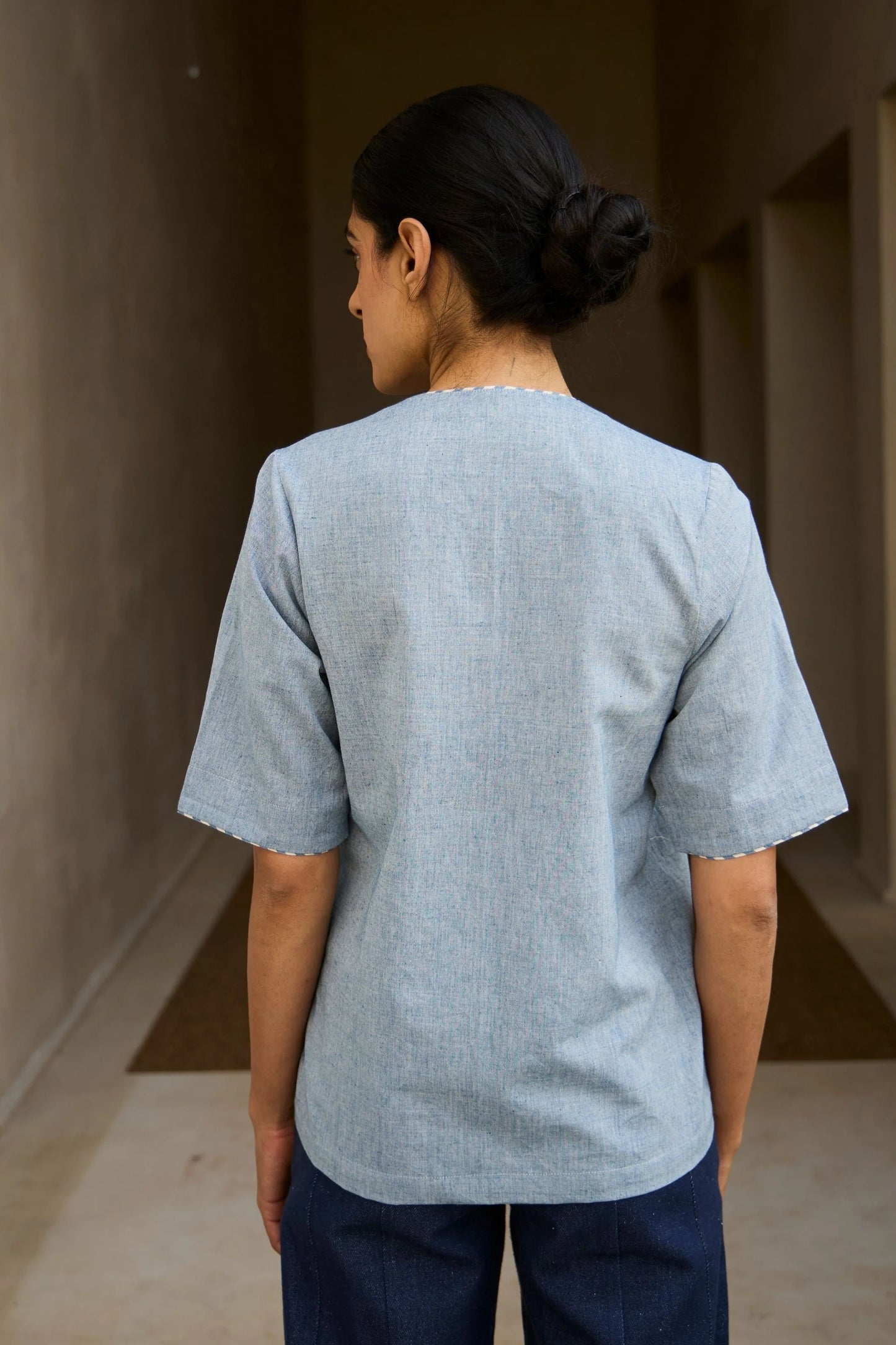 Polina | Handwoven Blue Top