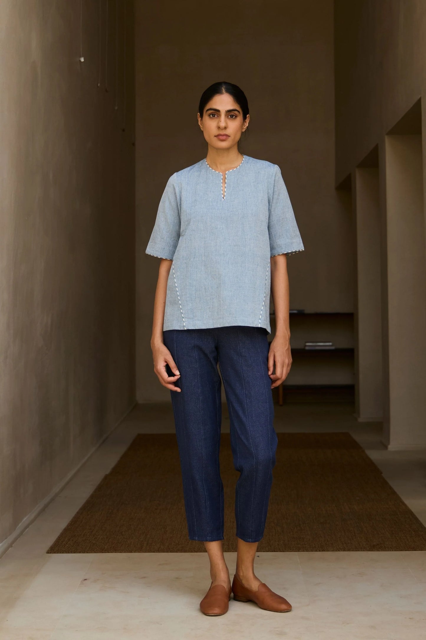 Polina | Handwoven Blue Top