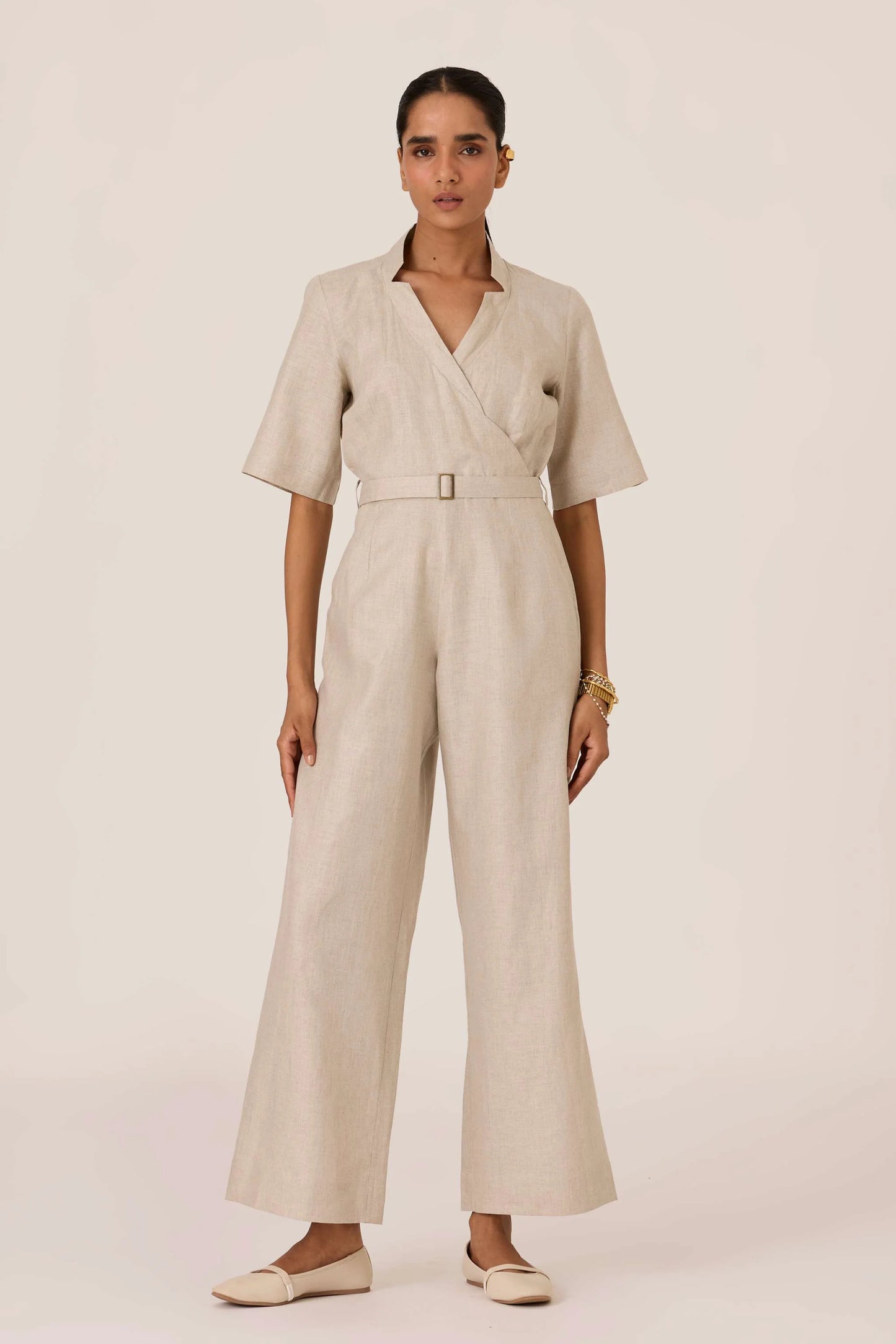 Jos | Beige Linen Jumpsuit