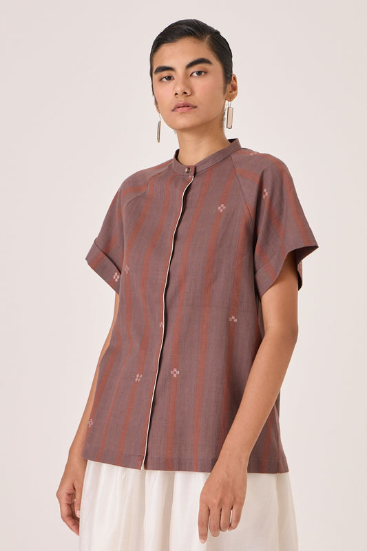 Heen | Handwoven Brown Striped Top