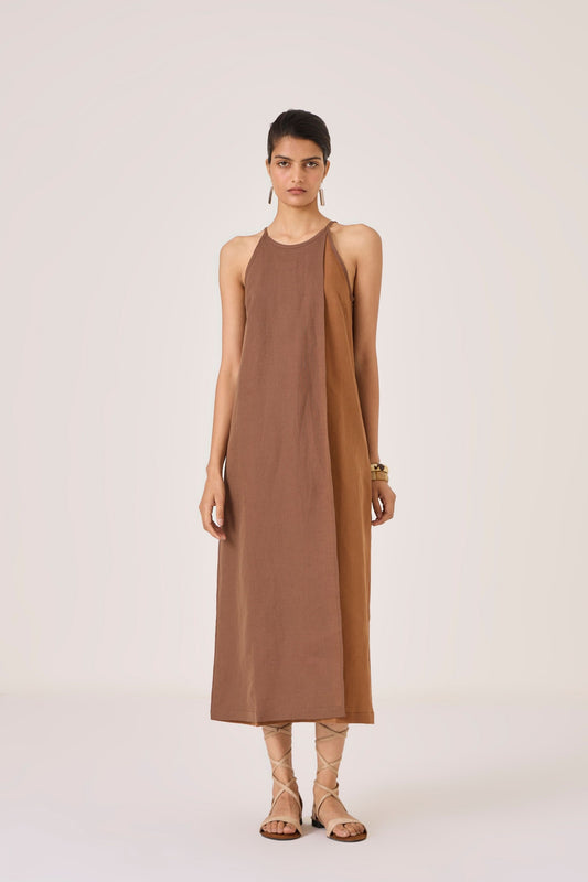Supun | Brown Panelled Dress