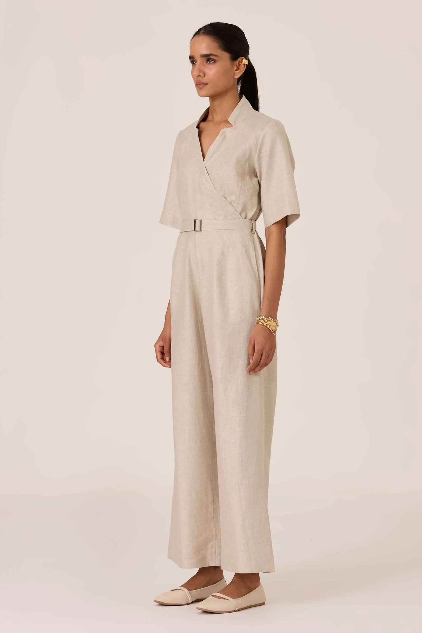 Jos | Beige Linen Jumpsuit