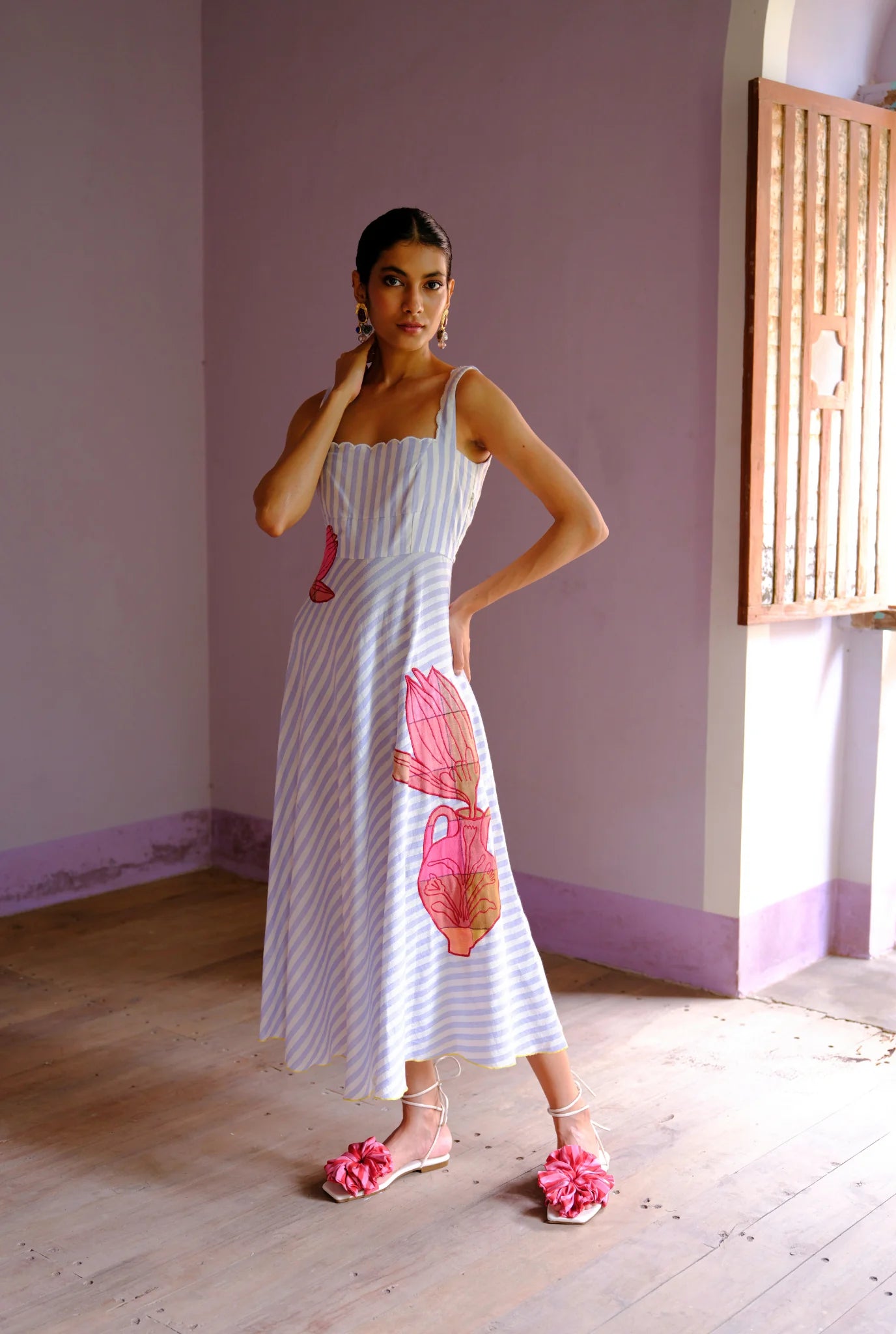 Rosella | Appliqué Handwoven Dress