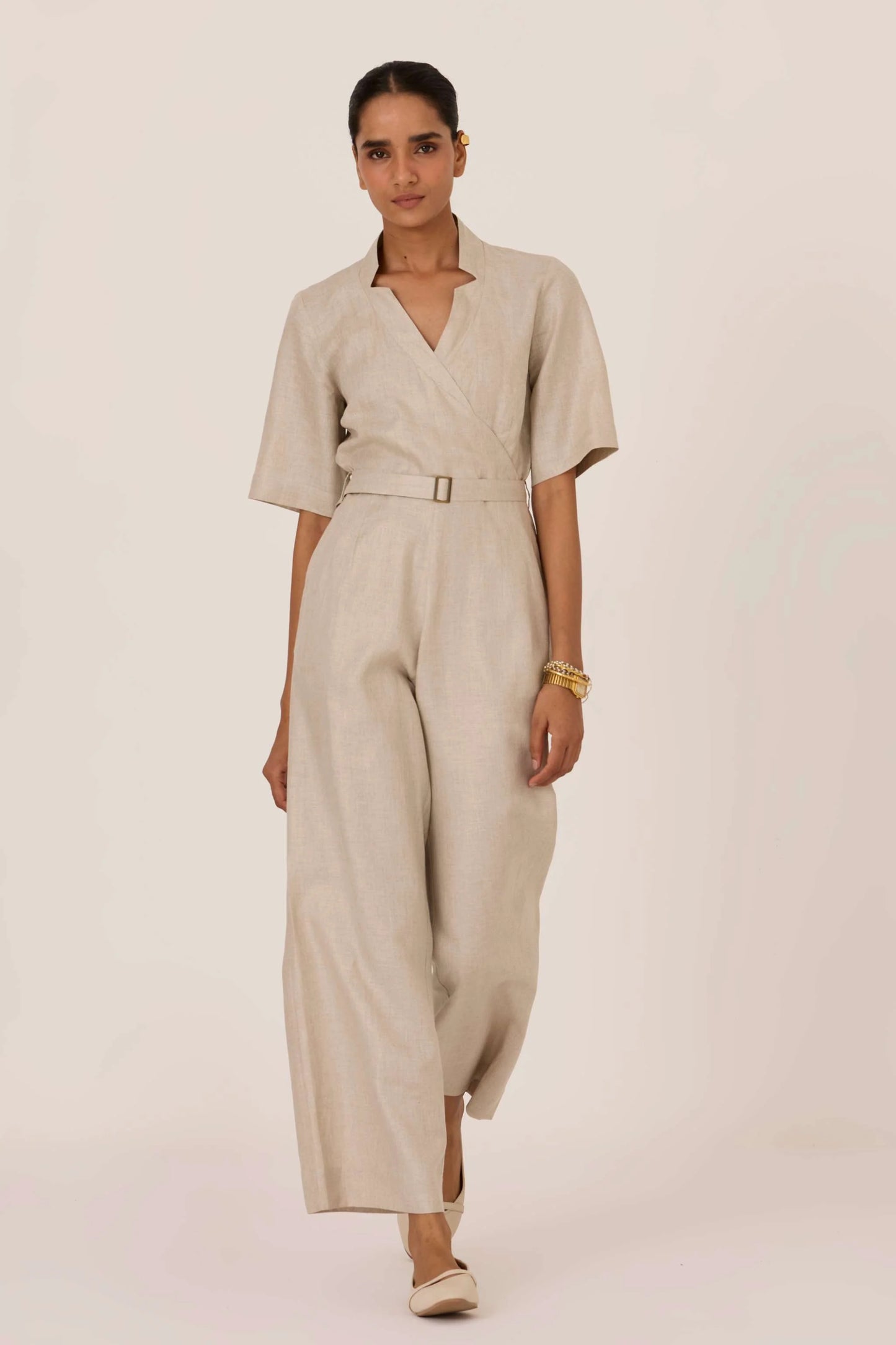 Jos | Beige Linen Jumpsuit