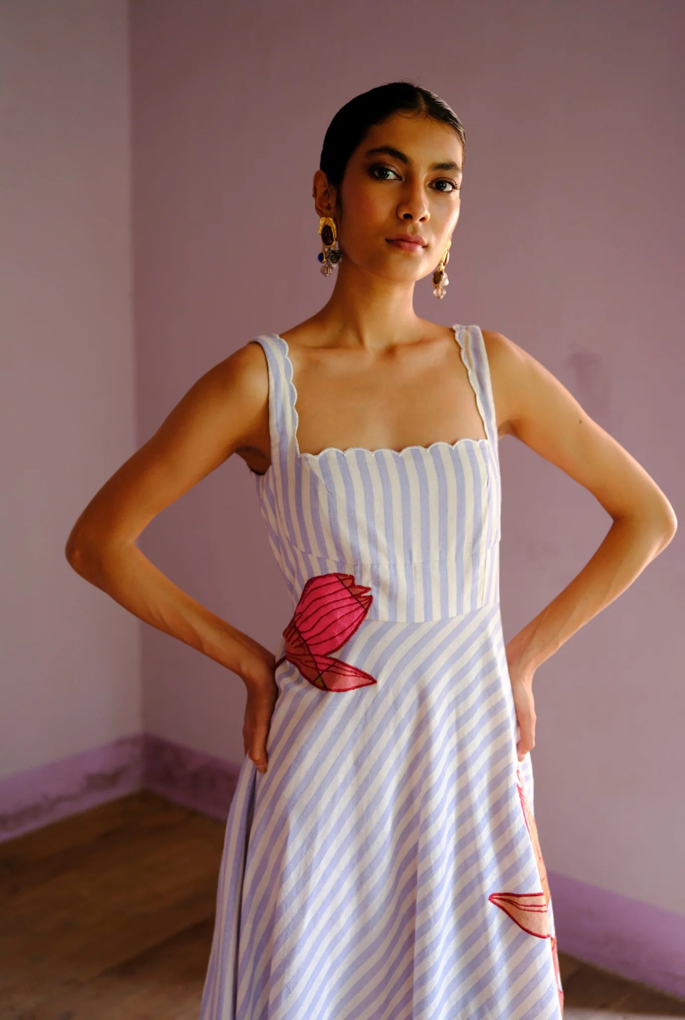 Rosella | Appliqué Handwoven Dress