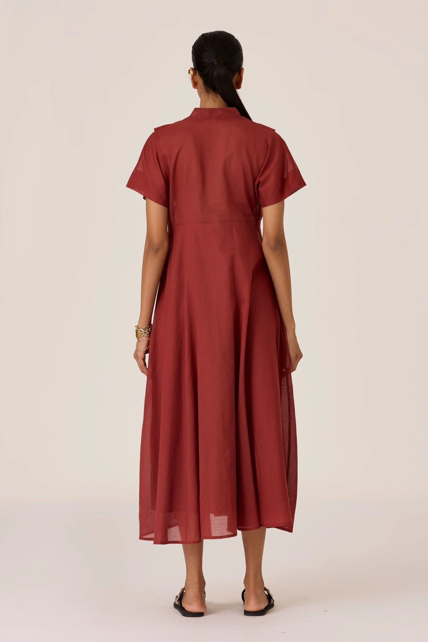 Raed | Umber Pleated Midi Dress
