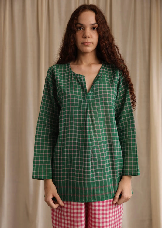Maya | Green Checks Blouse