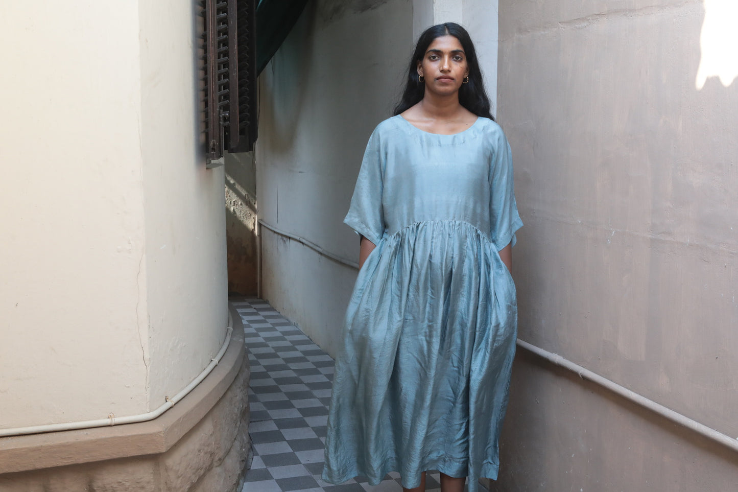 Dusty Blue | Pleated Dress