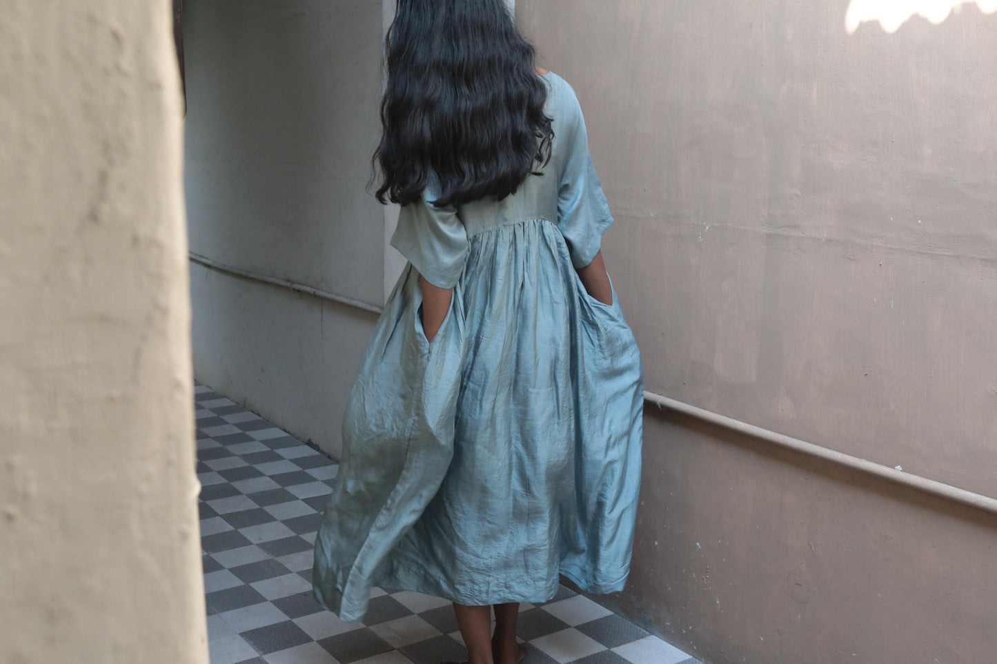 Dusty Blue | Pleated Dress