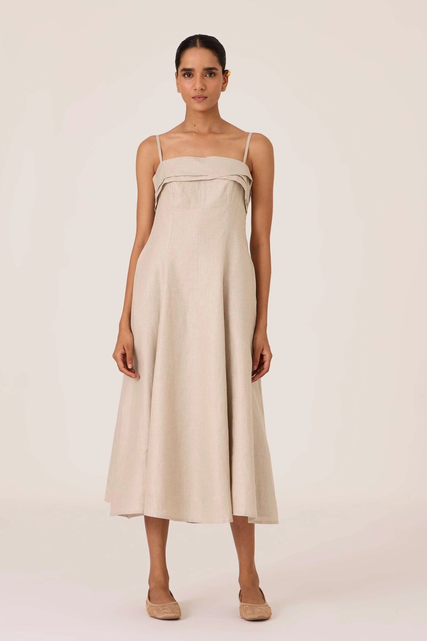 Azzah | Beige Linen Dress