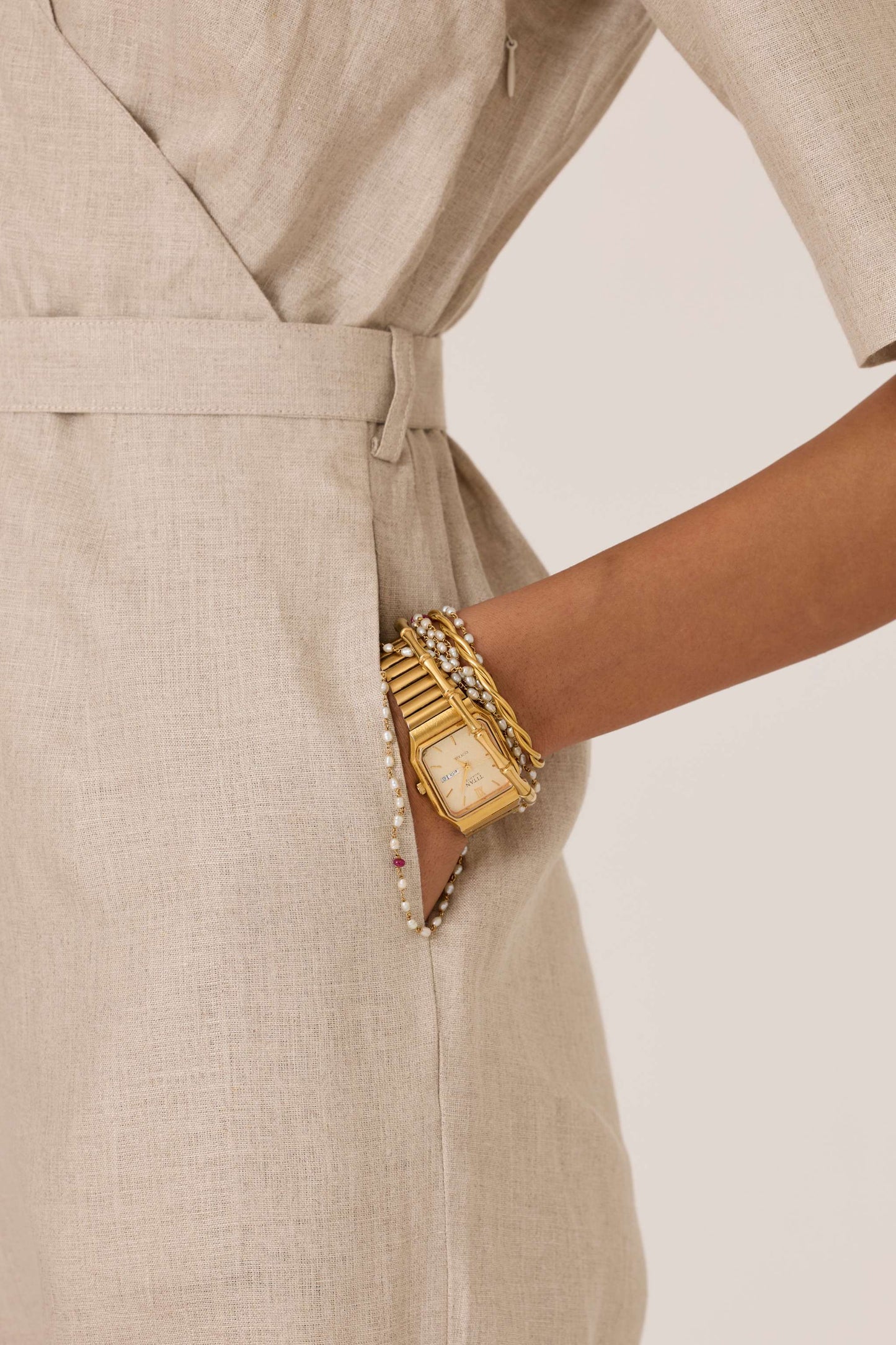 Jos | Beige Linen Jumpsuit