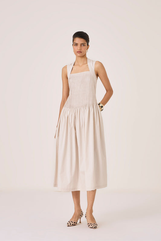 Ziva | Ecru Cotton Dress