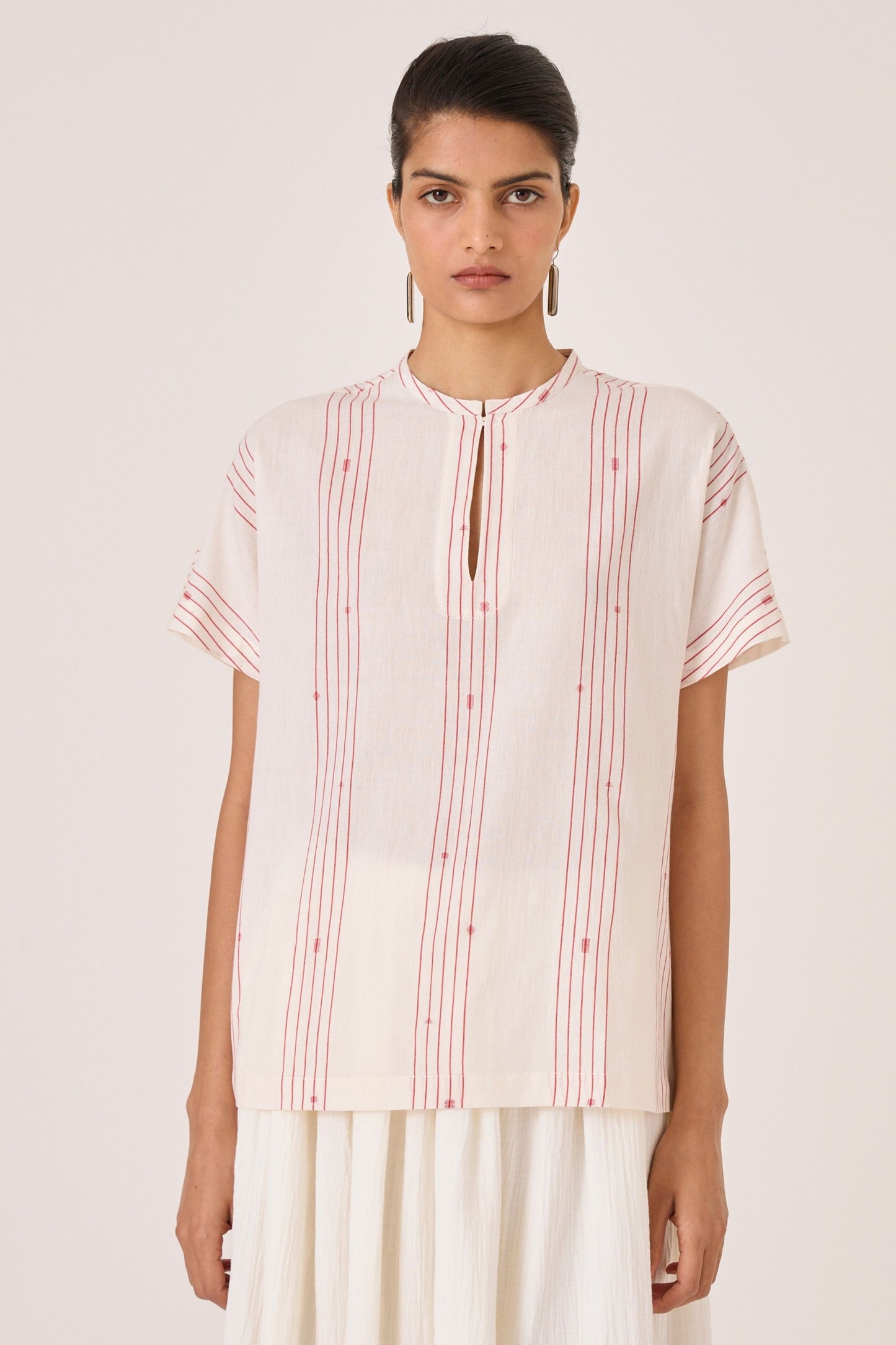 Asheni | Red Striped Handwoven Top