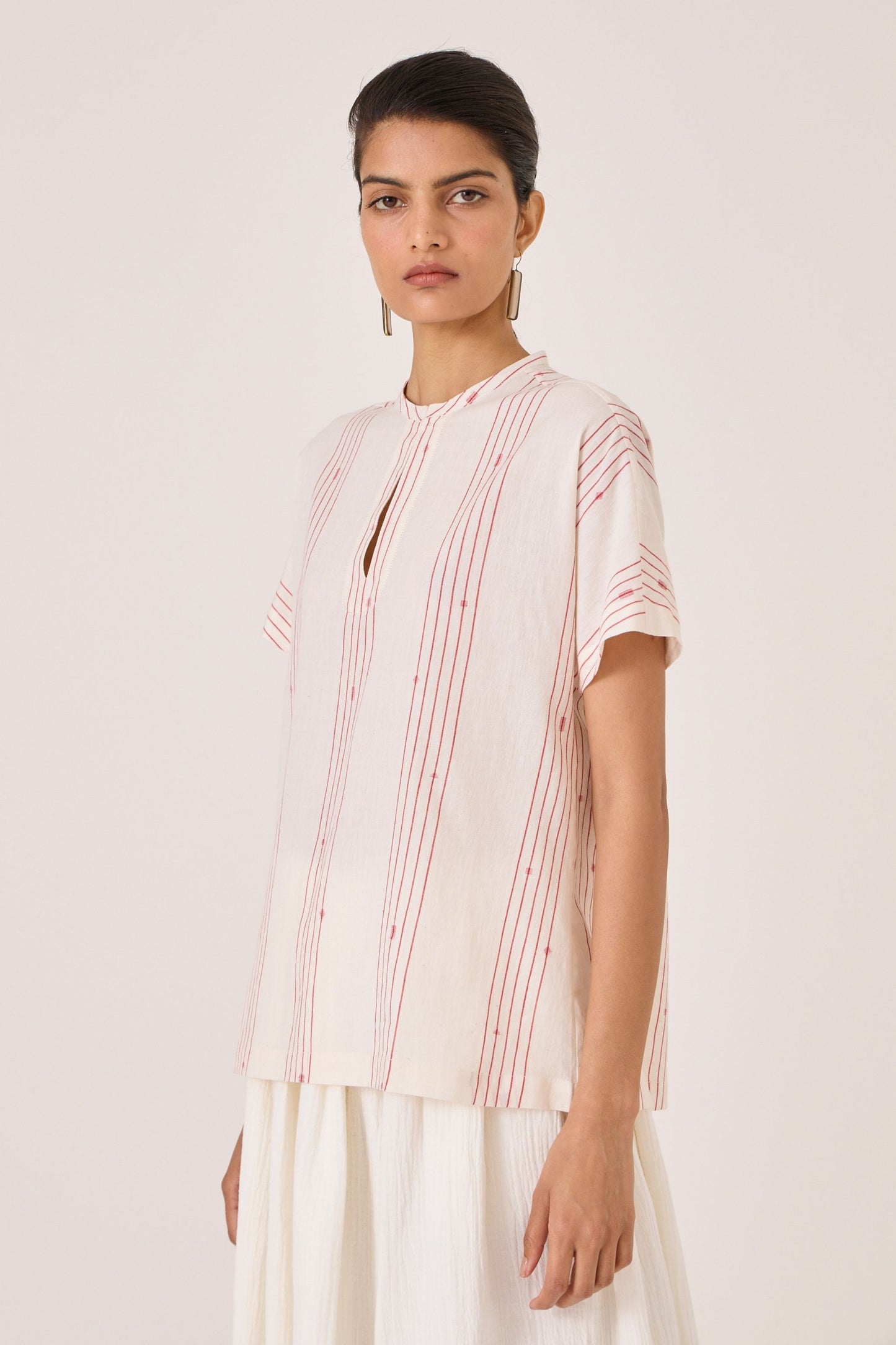 Asheni | Red Striped Handwoven Top