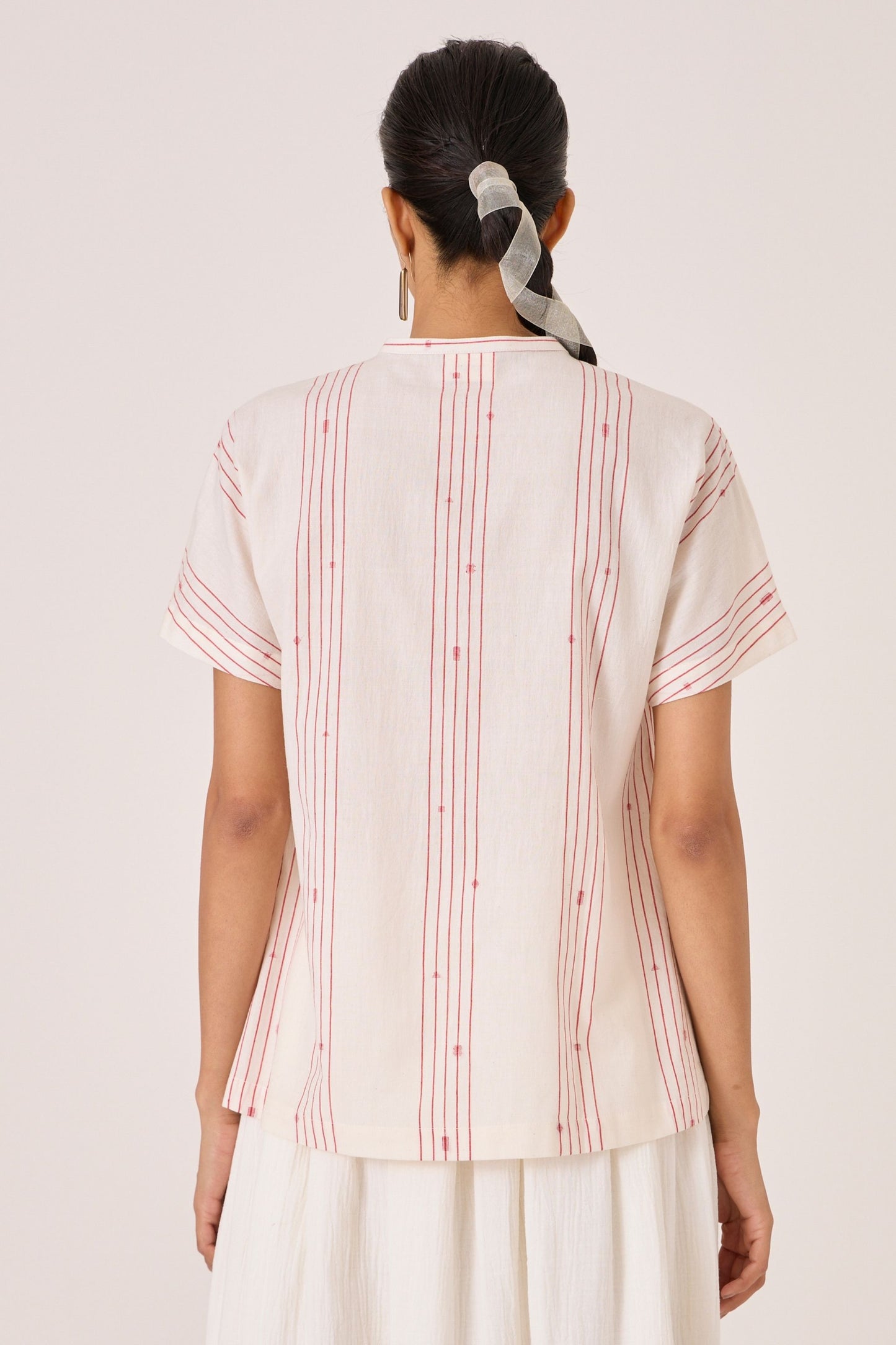 Asheni | Red Striped Handwoven Top