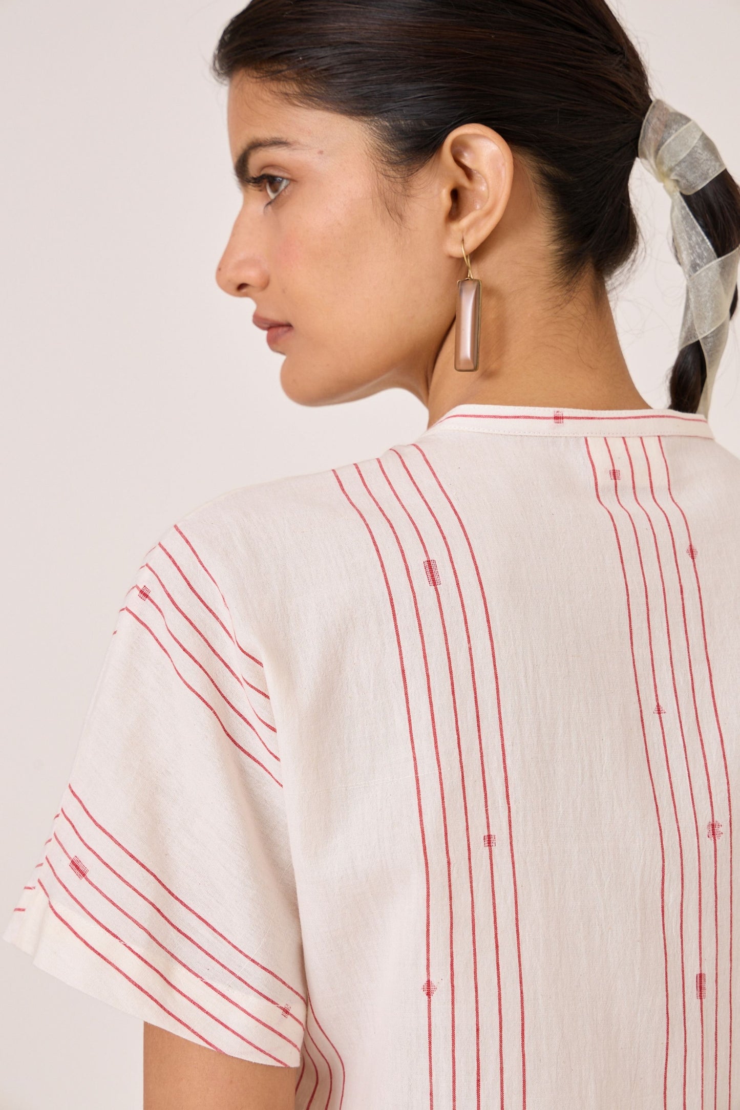 Asheni | Red Striped Handwoven Top