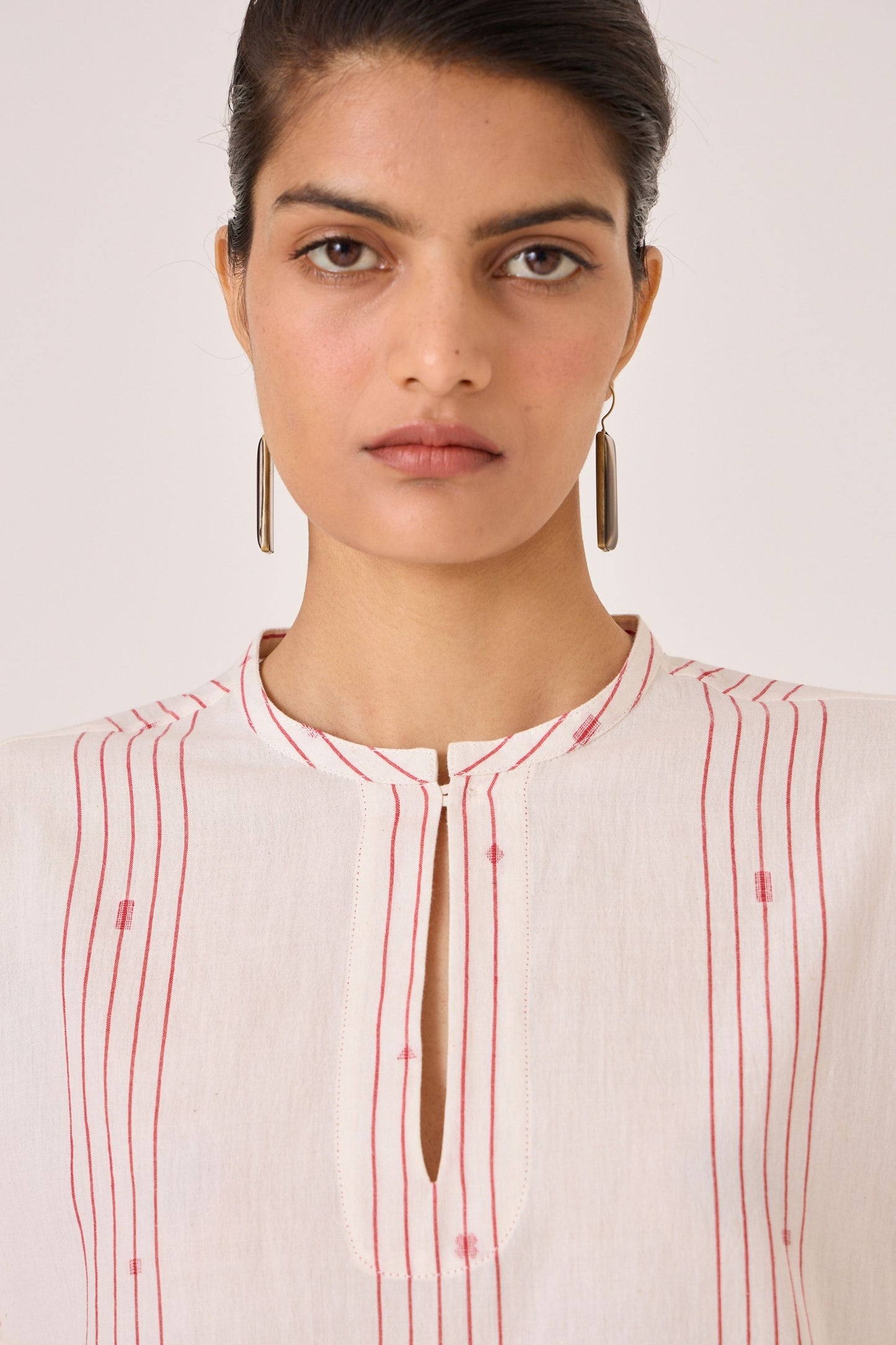 Asheni | Red Striped Handwoven Top