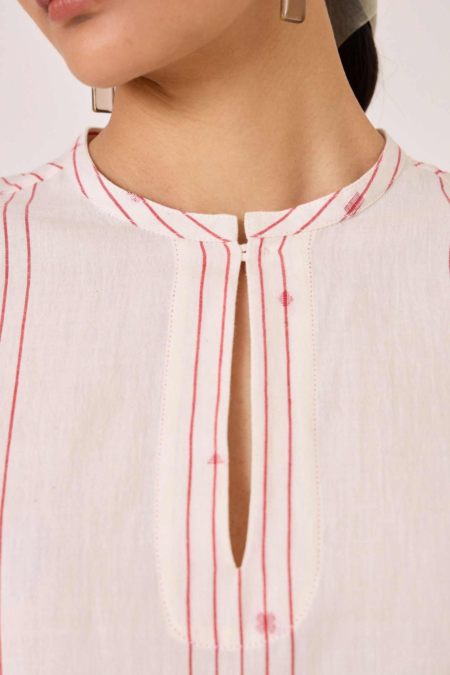 Asheni | Red Striped Handwoven Top