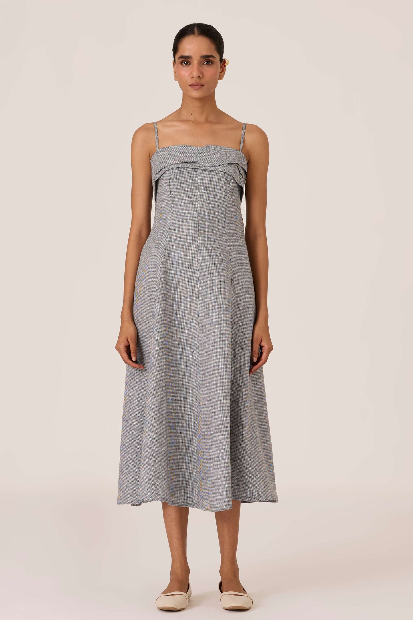 Azzah | Houndstooth Linen Dress