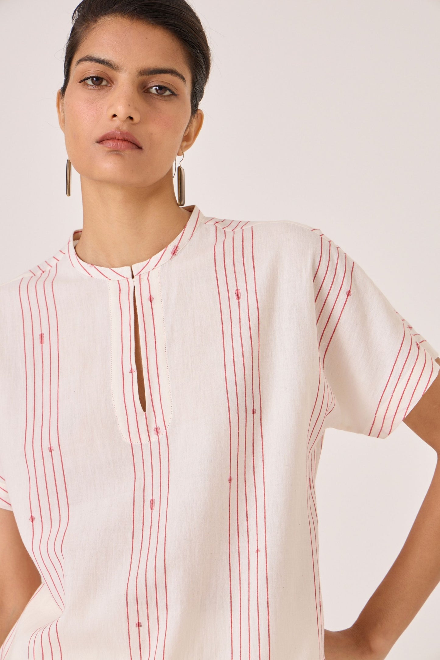 Asheni | Red Striped Handwoven Top
