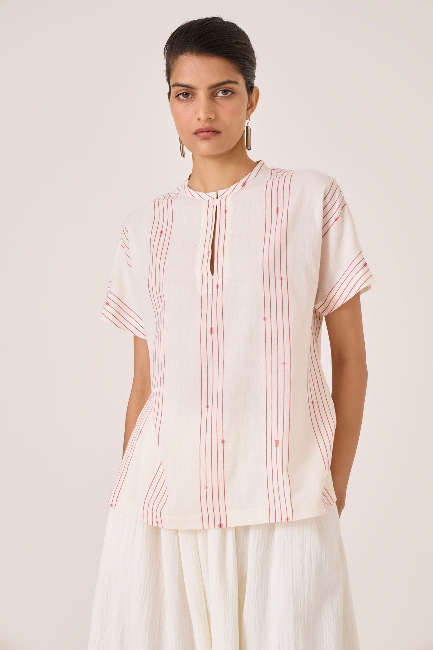 Asheni | Red Striped Handwoven Top