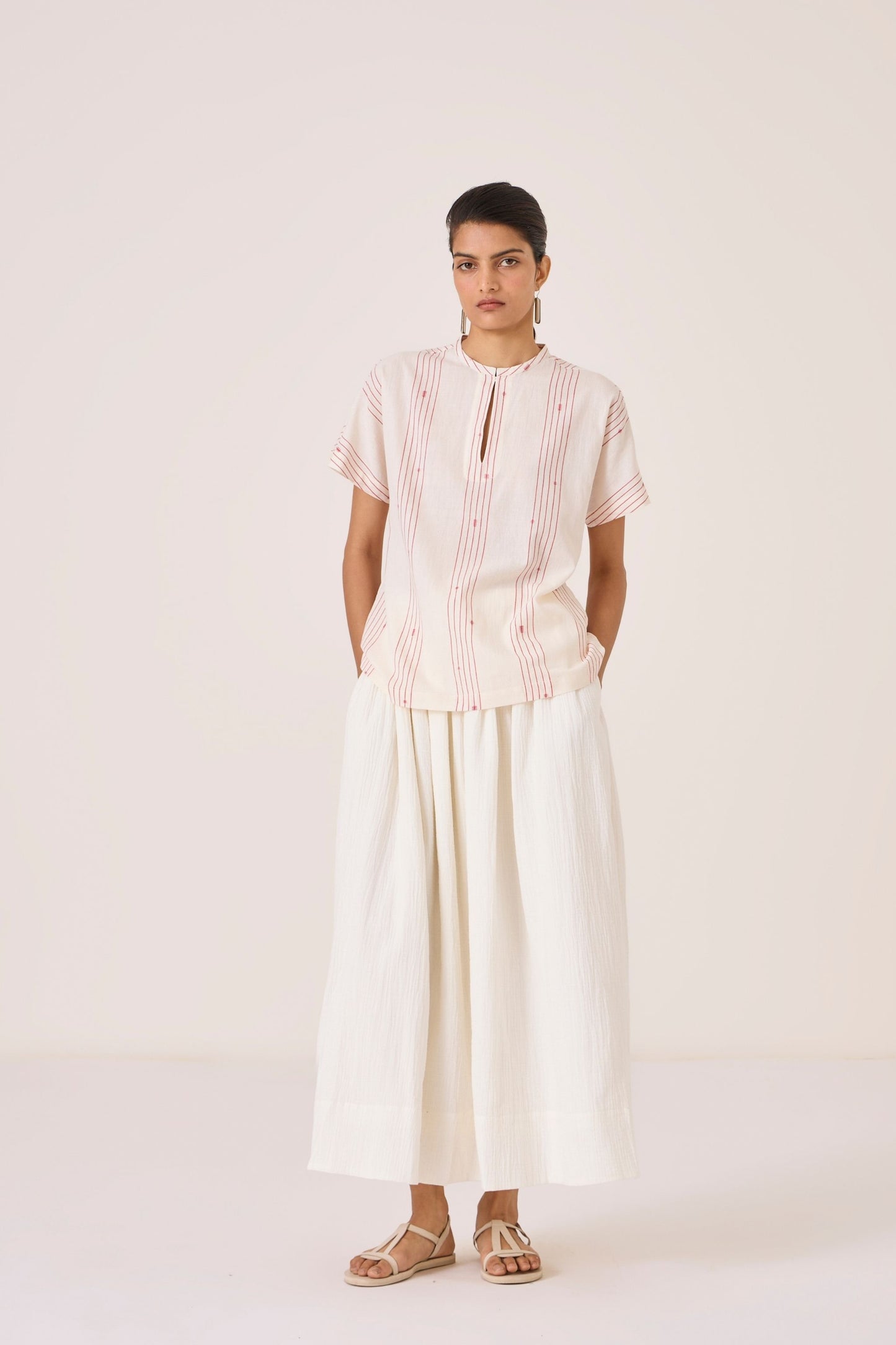 Asheni | Red Striped Handwoven Top
