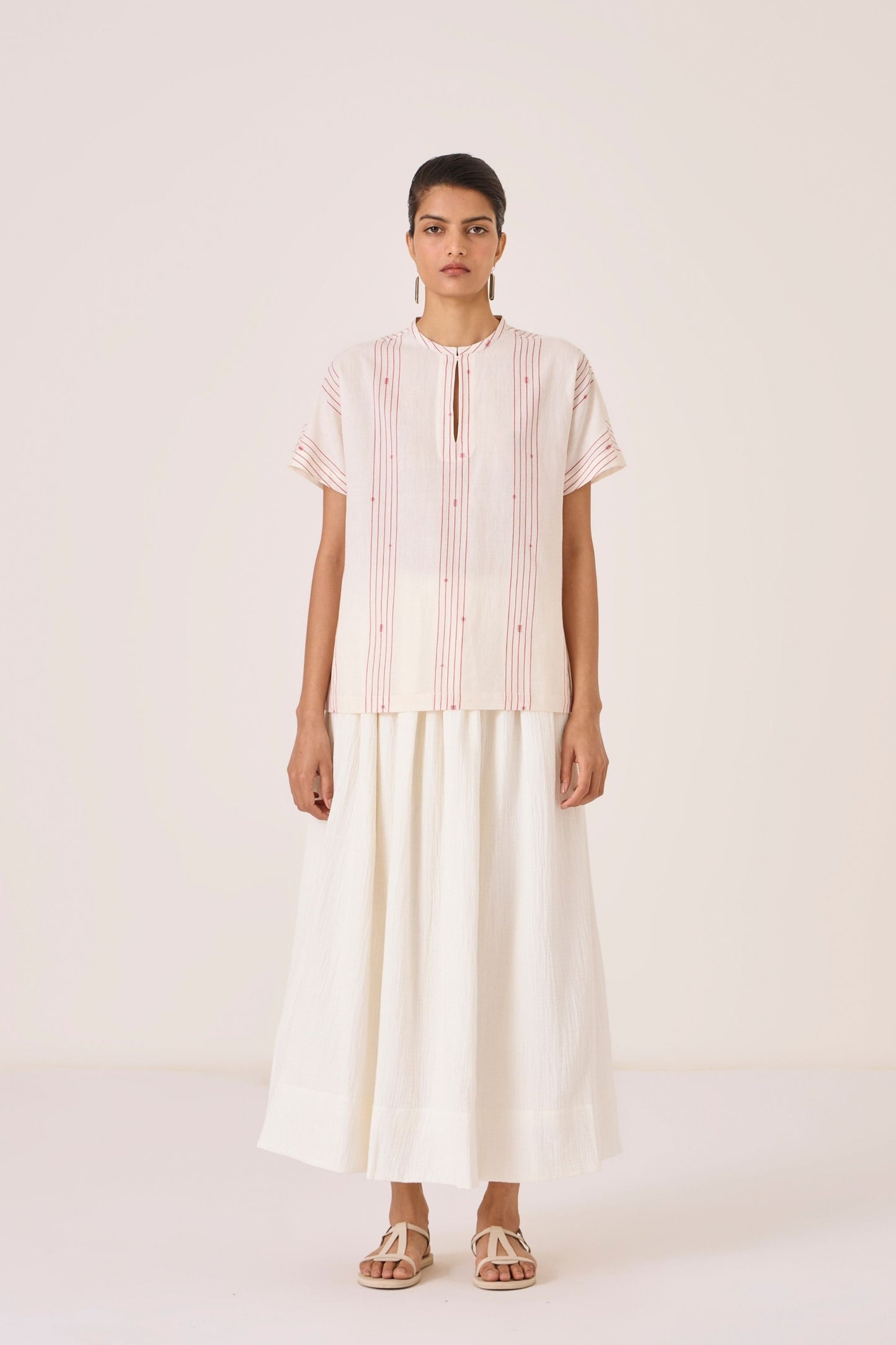 Asheni | Red Striped Handwoven Top