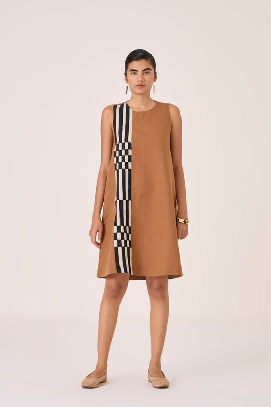 Mevan | Brown Applique Dress