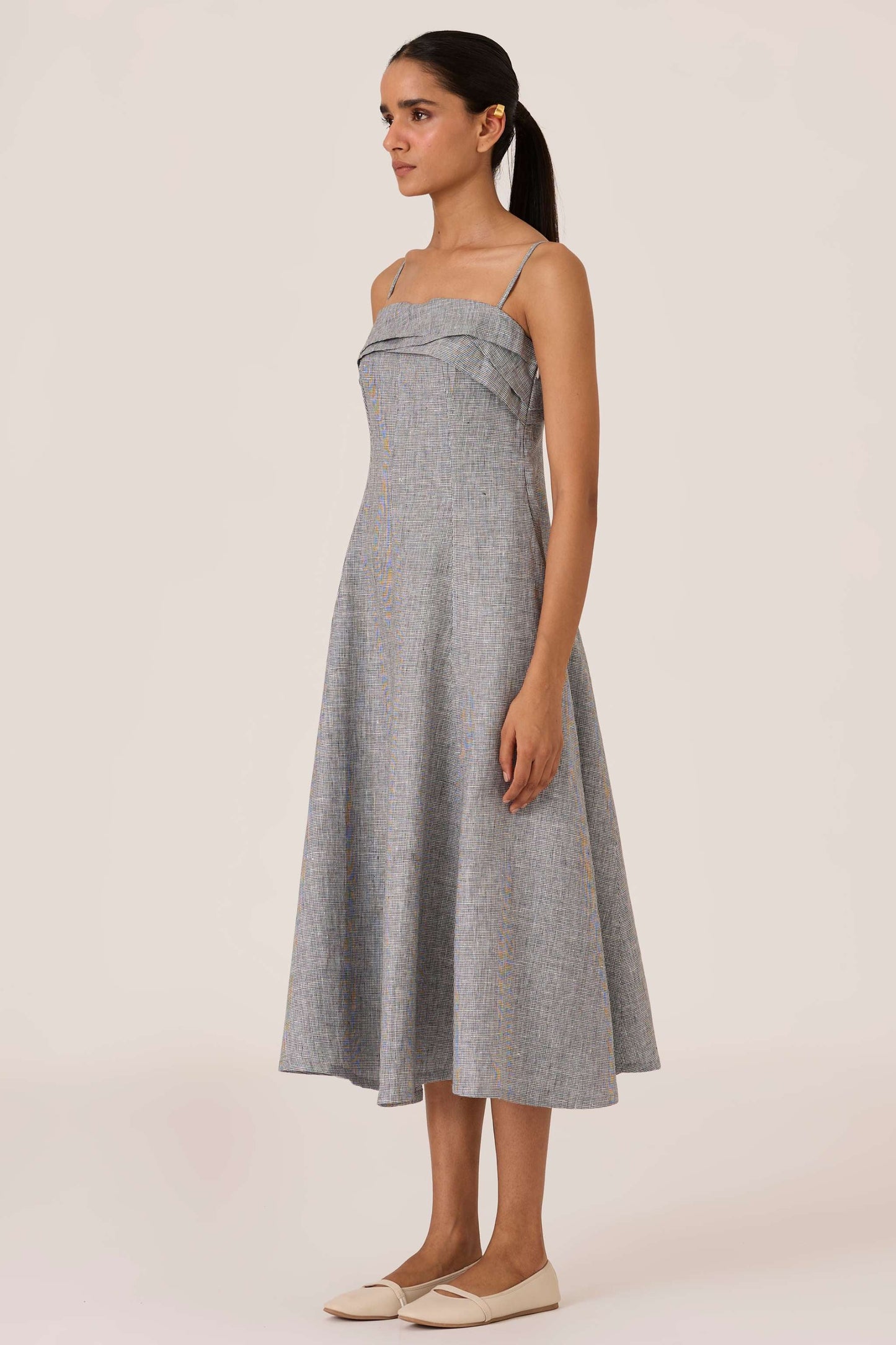 Azzah | Houndstooth Linen Dress