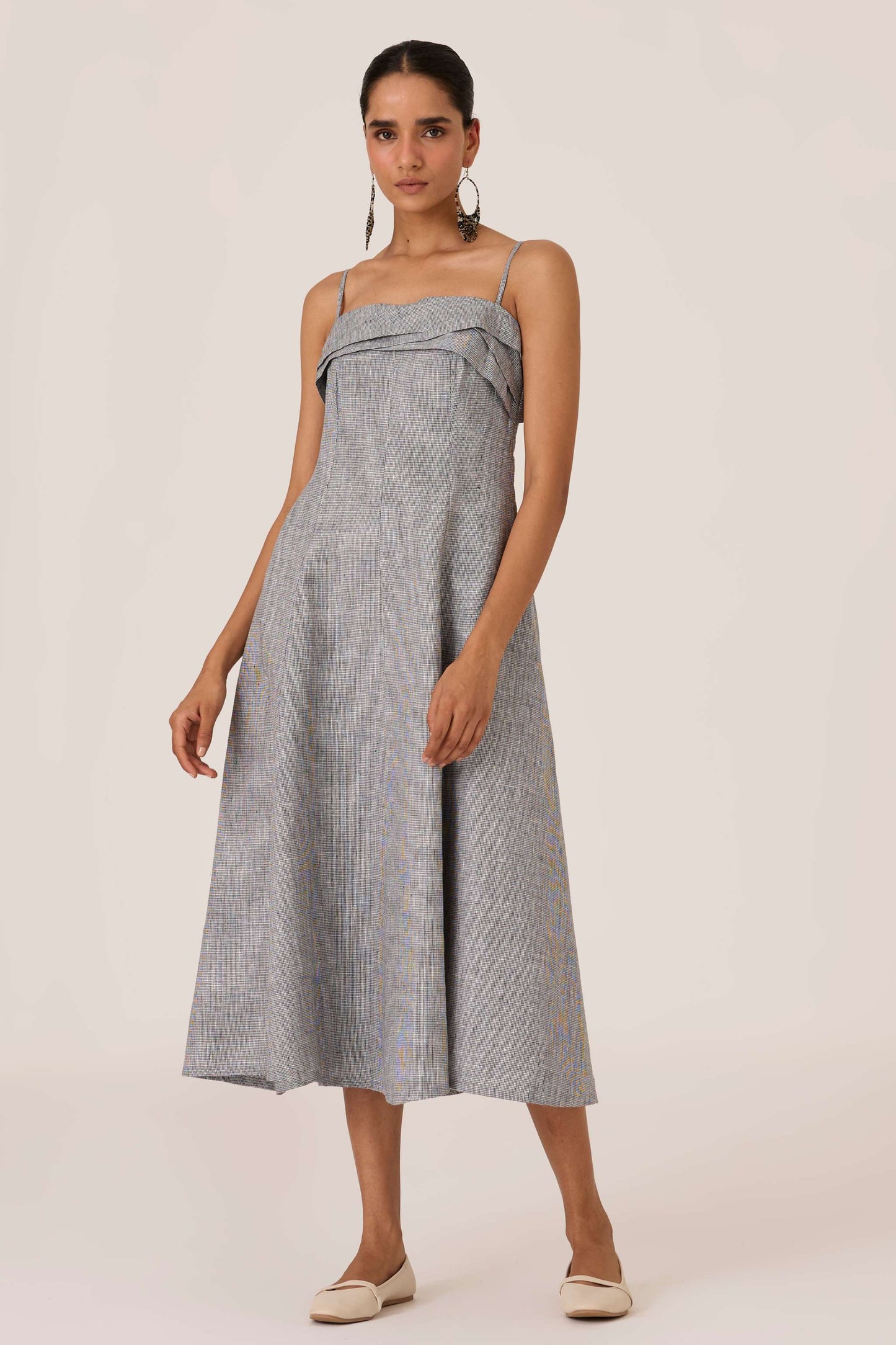 Azzah | Houndstooth Linen Dress