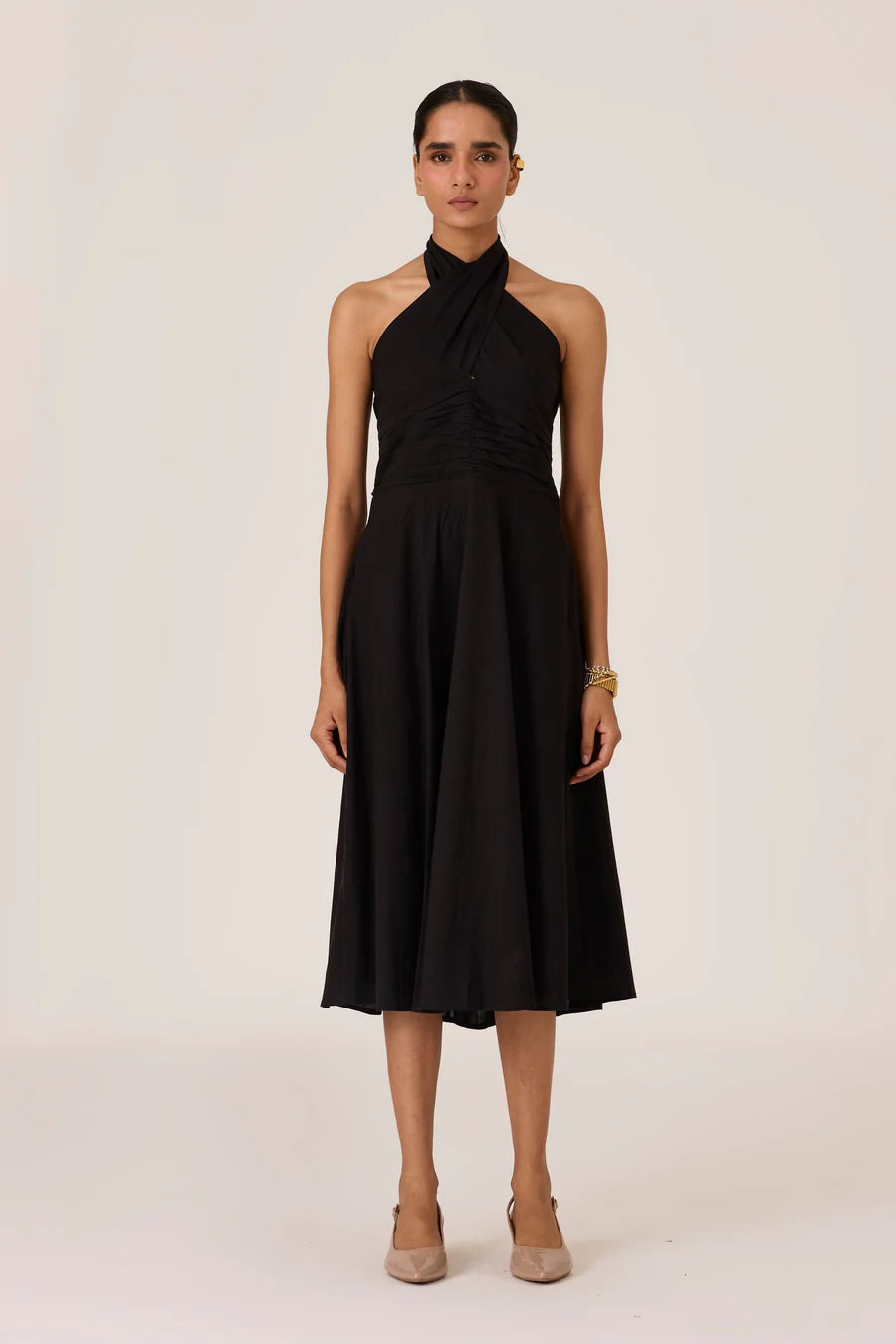 Samaria | Black Halter Dress