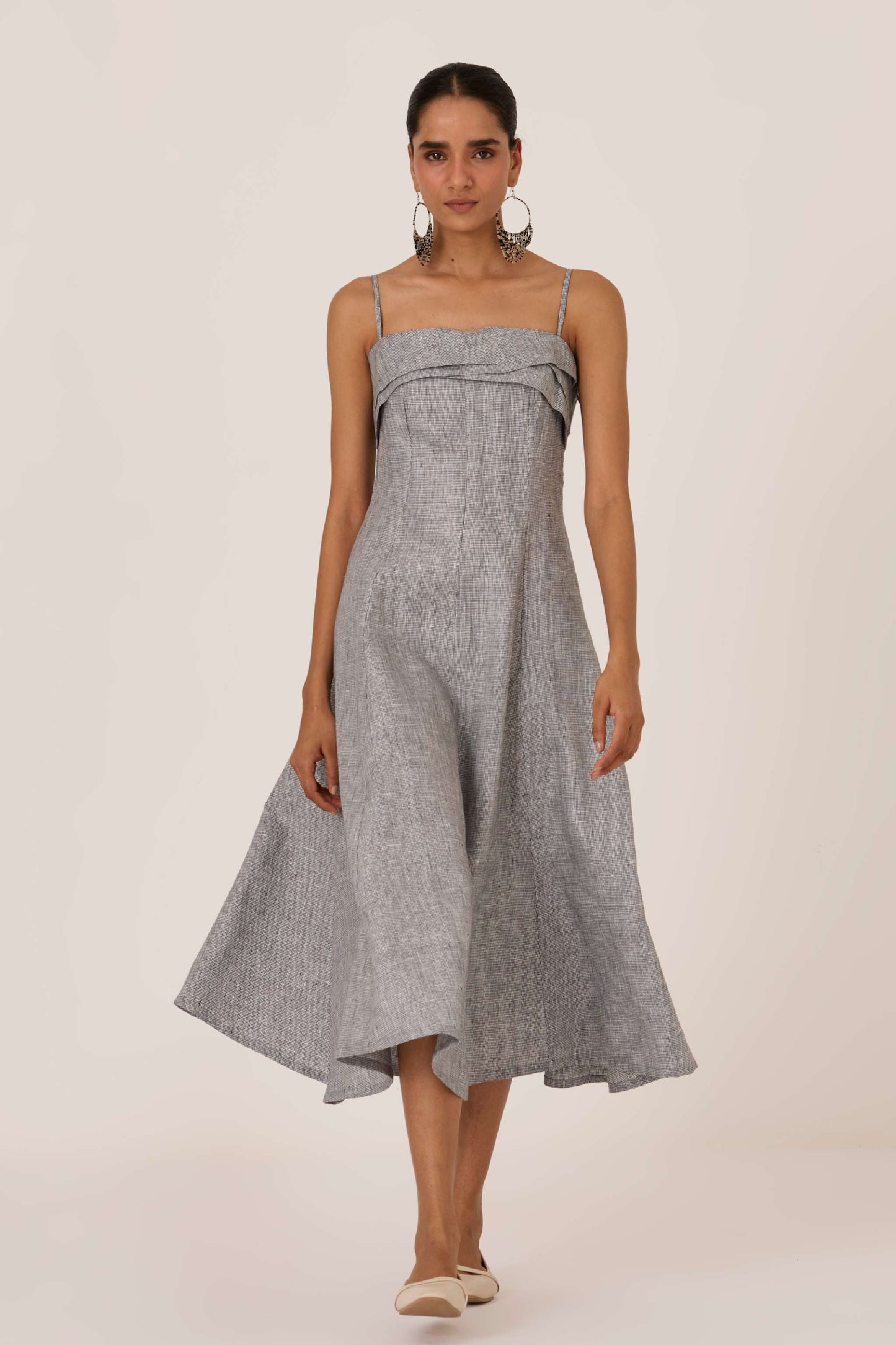Azzah | Houndstooth Linen Dress